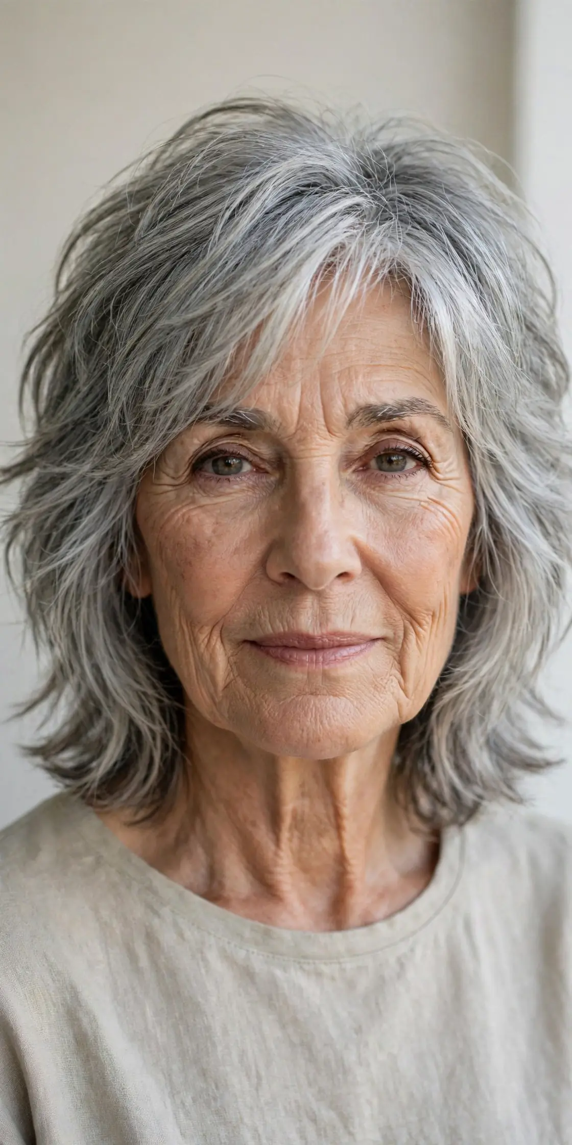 Soft Layered Silver Shag for Women Over 70