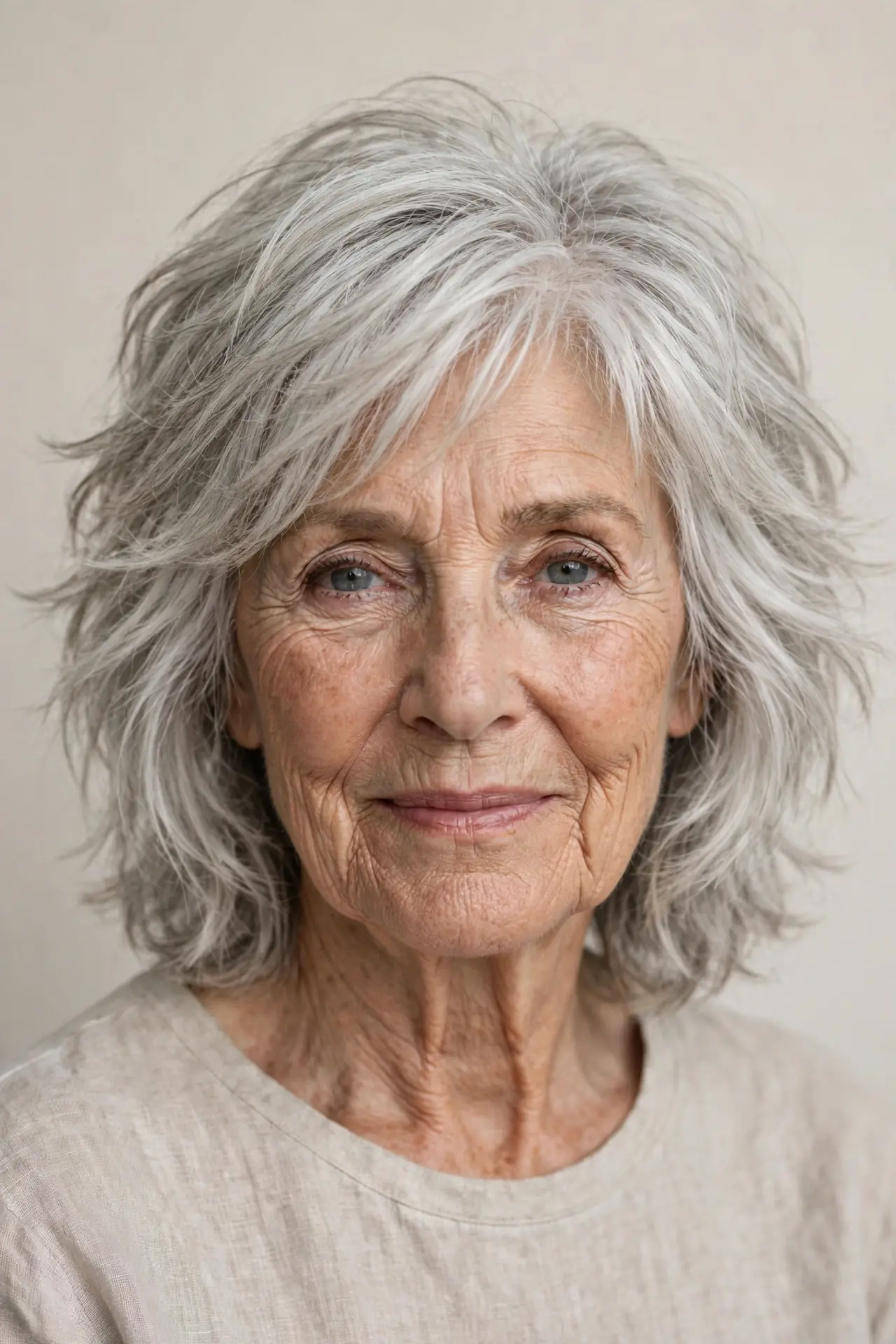 Textured Shoulder-Length Cut for Lasting Fullness Over 70