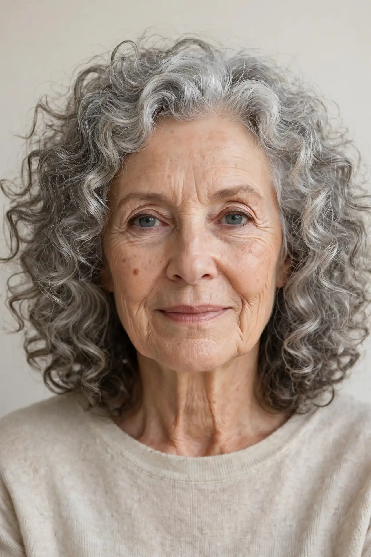 Bouncy Curls in Medium Length Hairstyles for Women Over 70