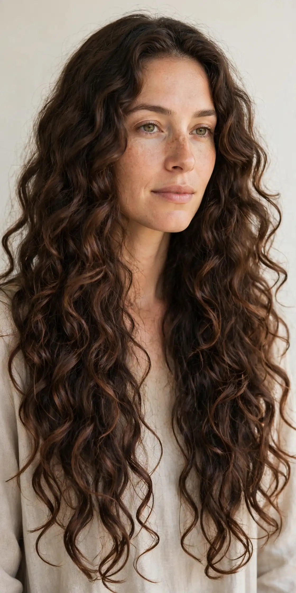 Long Layered Curls, Free and Flowing
