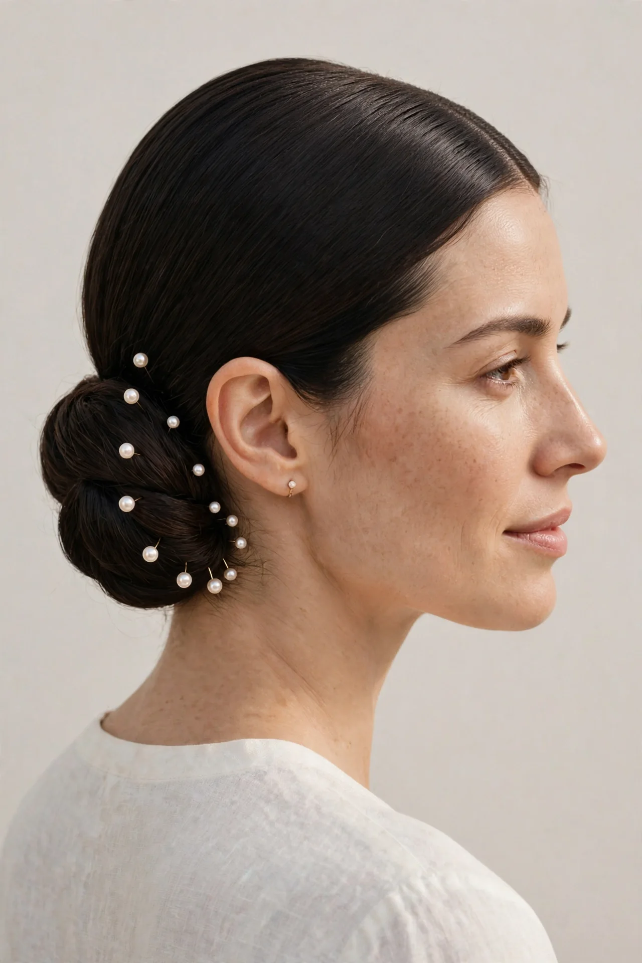 Pearl-Adorned Low Bun