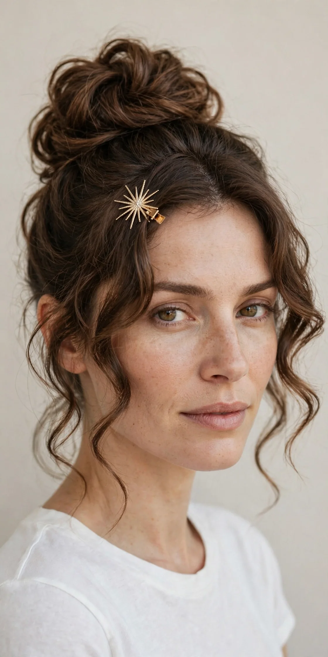 Textured High Bun with Face Framing