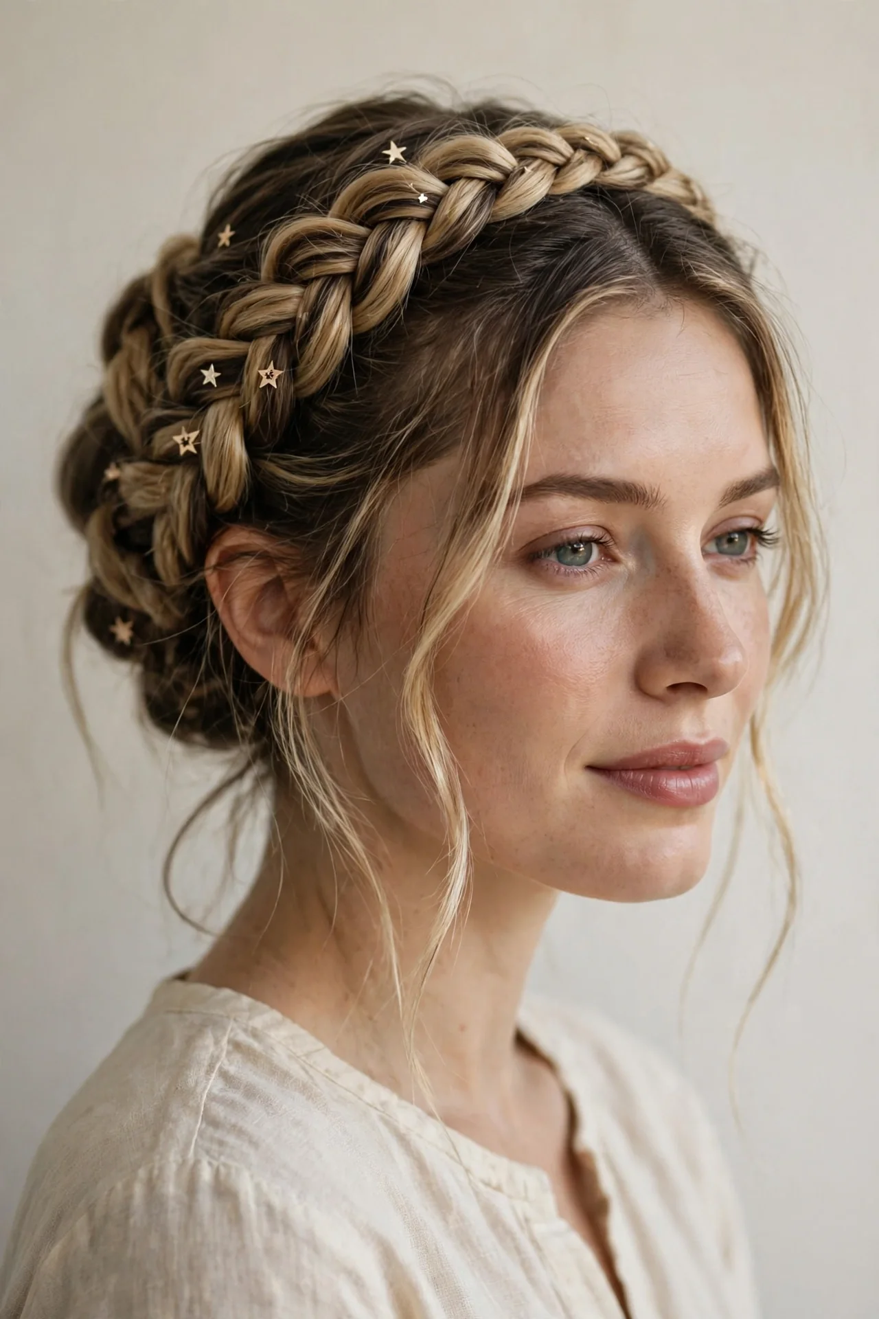 Braided Crown with Sparkle Pins