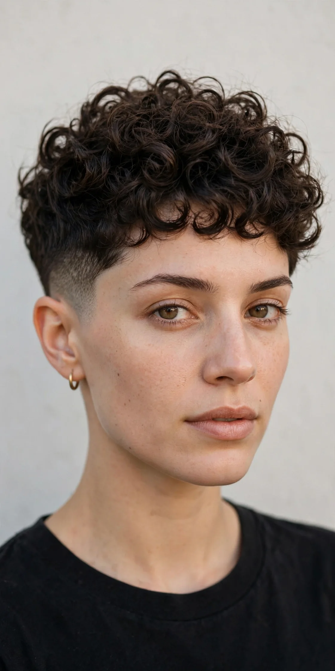 Curly Top Pixie with Skin-Faded Sides