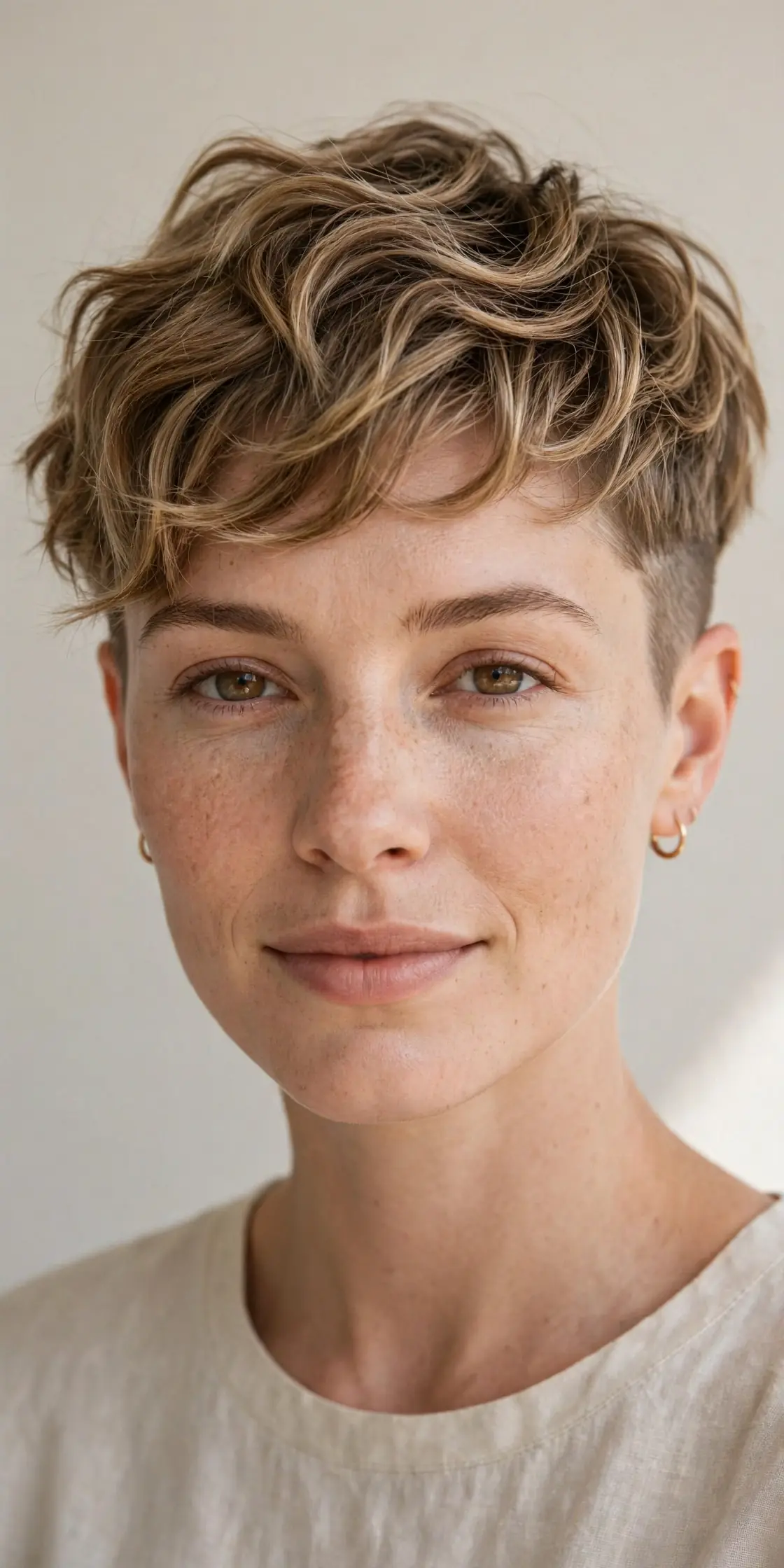 Wavy Pixie with Shaved Sides and Soft Layers