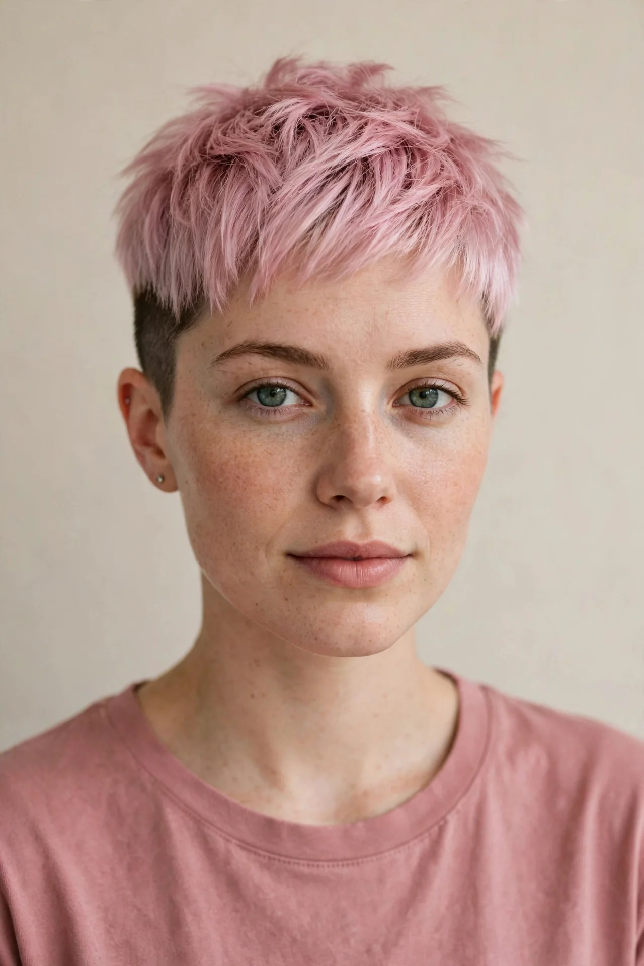 Pastel Pink Pixie with Cool Shaved Sides