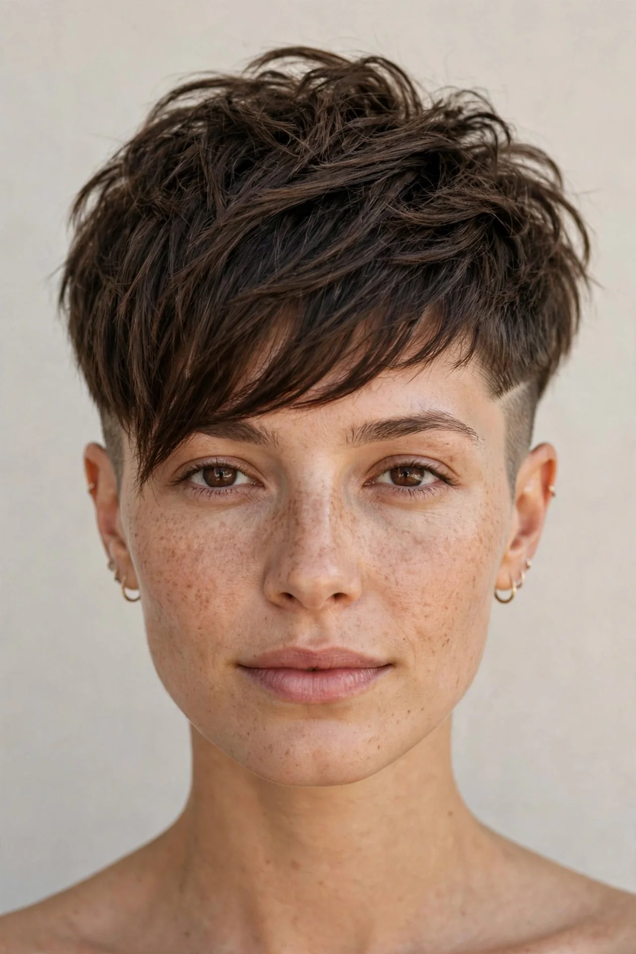 Long-Top Pixie with Shaved Sides and a Side Fringe