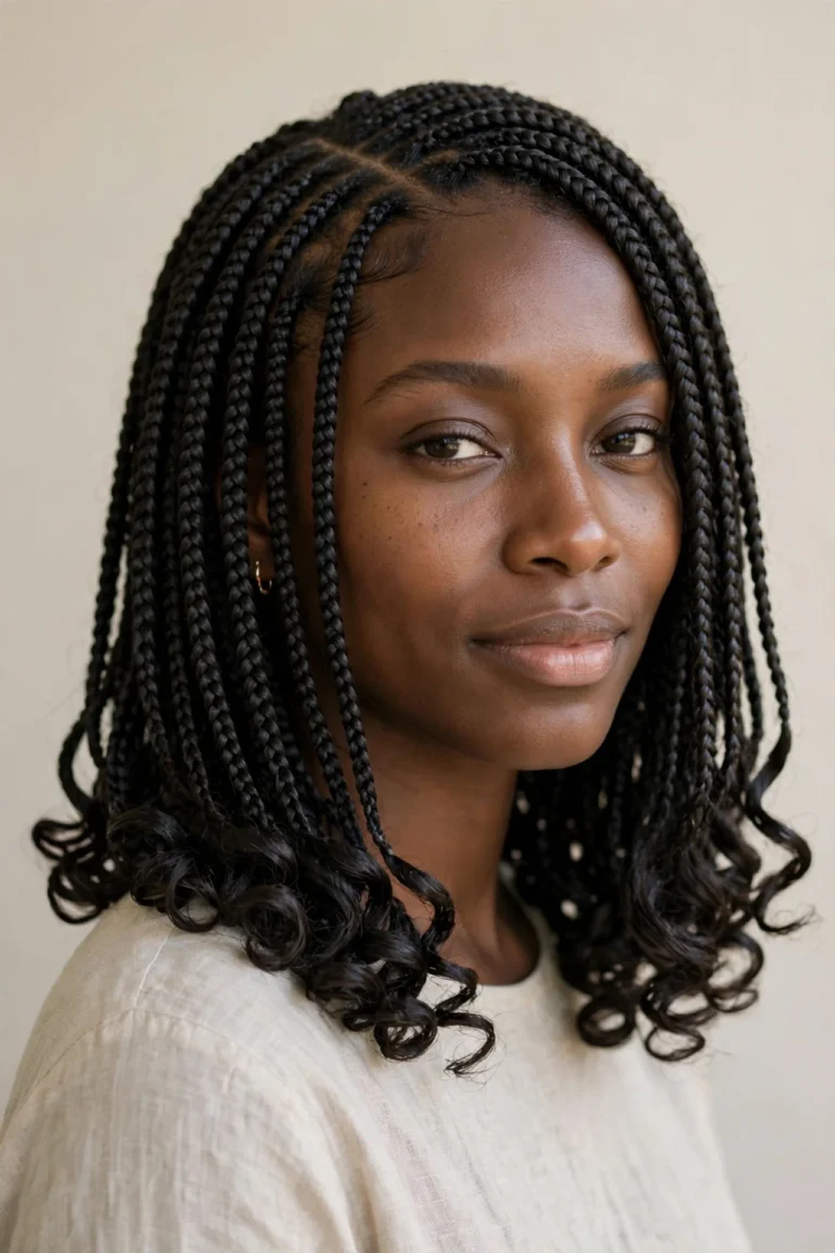 Shoulder-Length Knotless Braids: A Pretty Braided Hairstyle for Black Women
