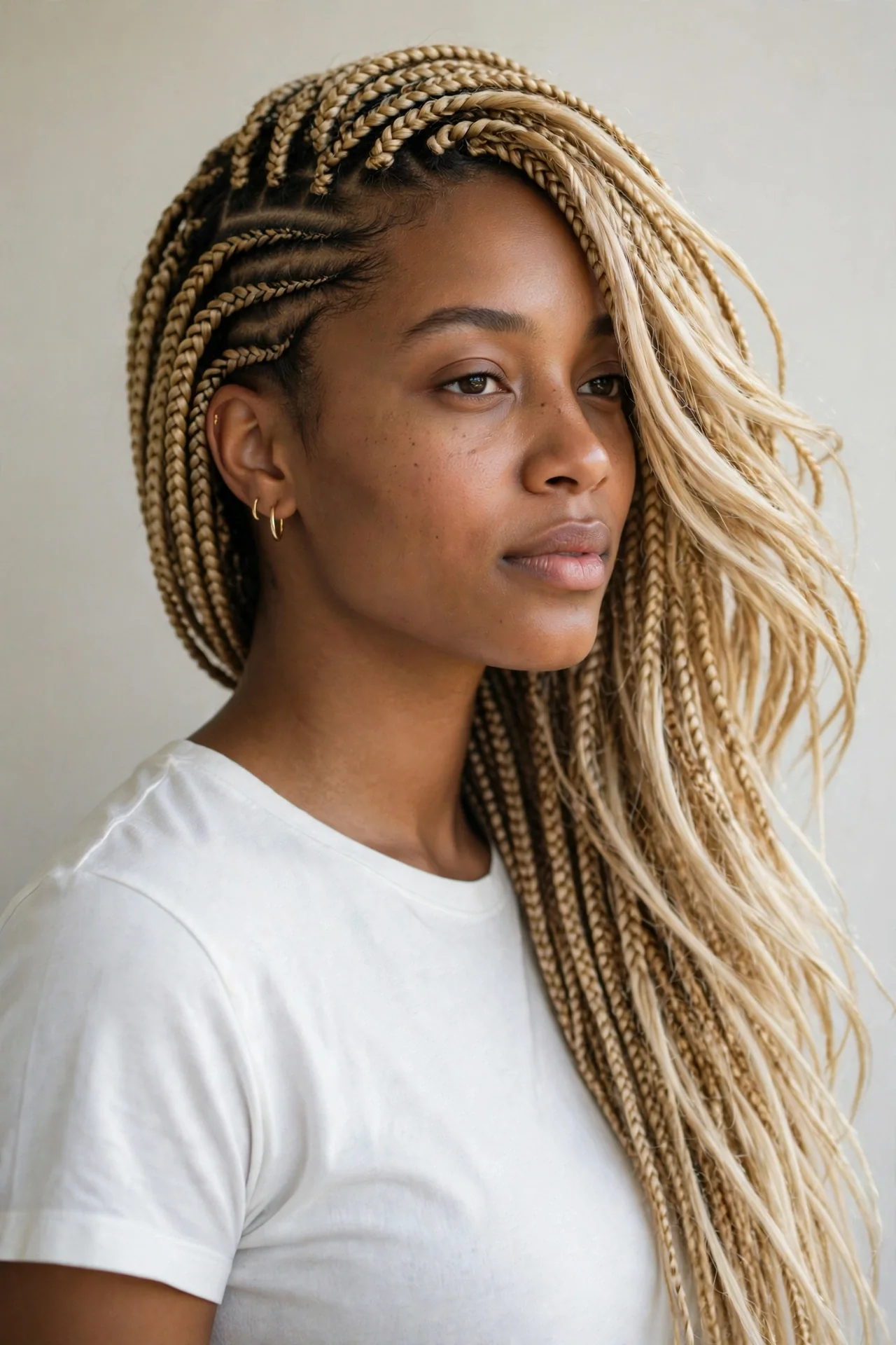 Deep Side-Part Lemonade Braids