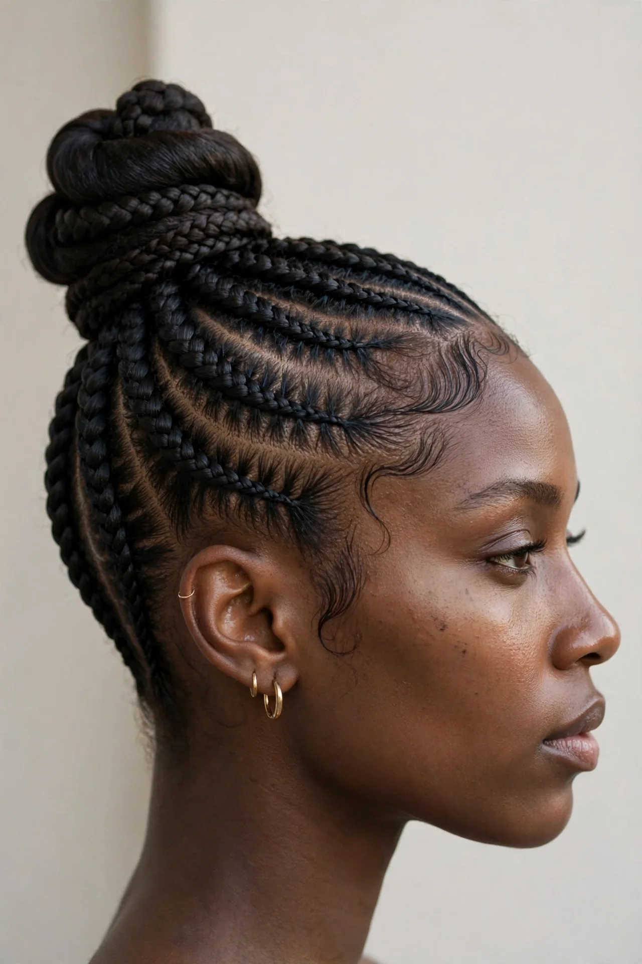 Feed-In Cornrow Bun Updo