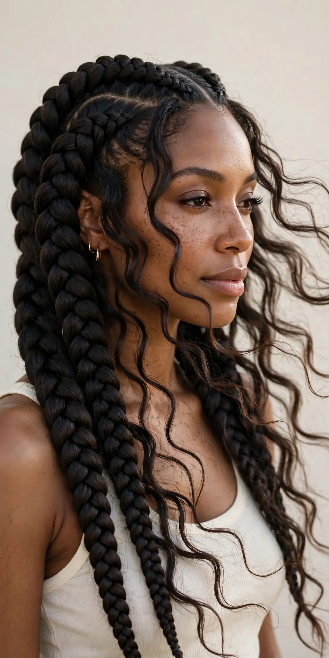 Goddess Cornrow Braids with Loose Wavy Pieces