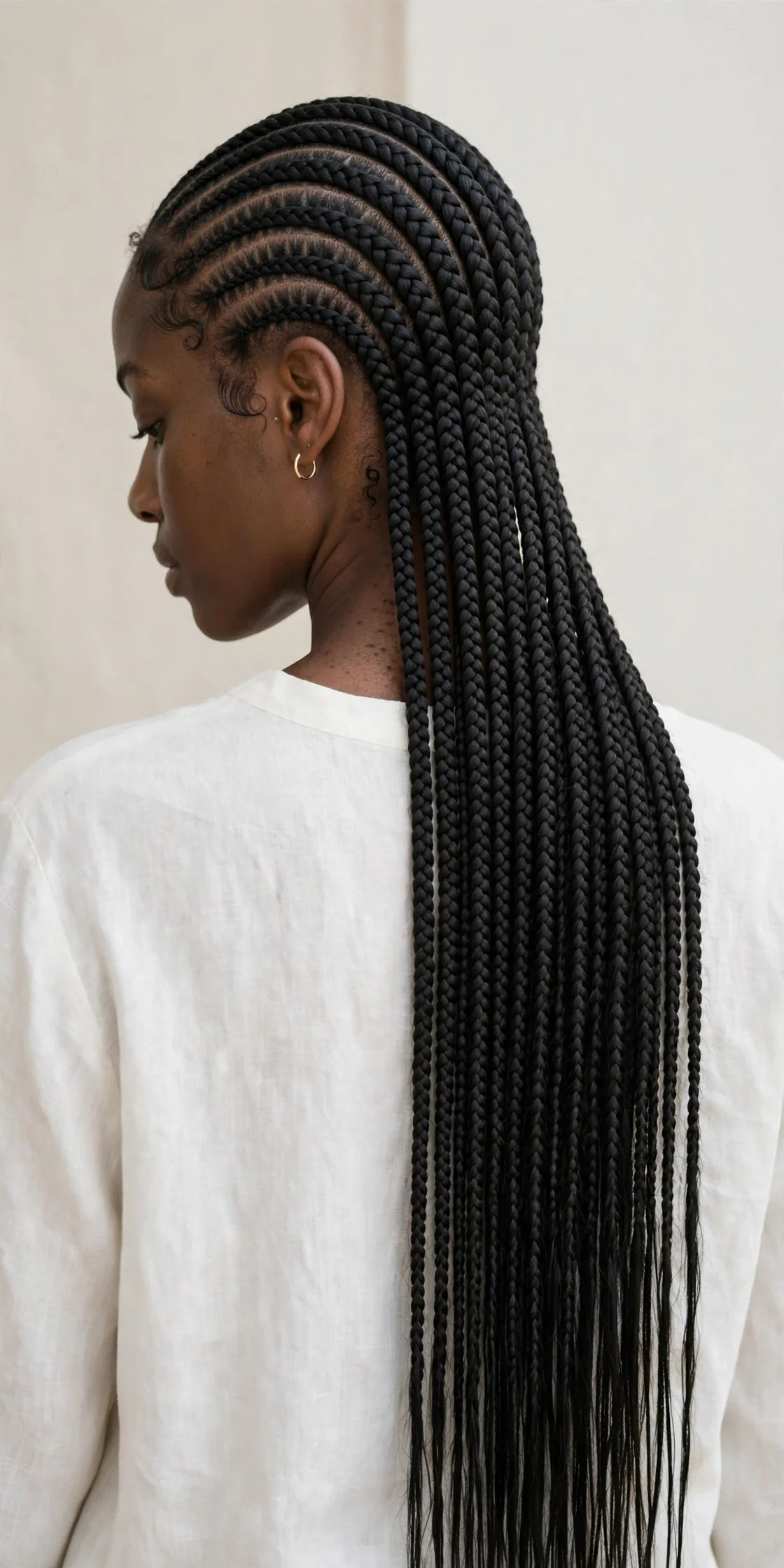 Waist-Length Feed-In Cornrows, a Statement Braided Hairstyle for Black Women