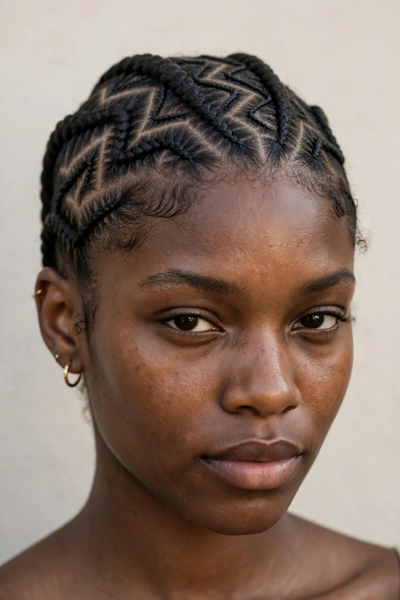 Stitch Cornrows with Zigzag Partings