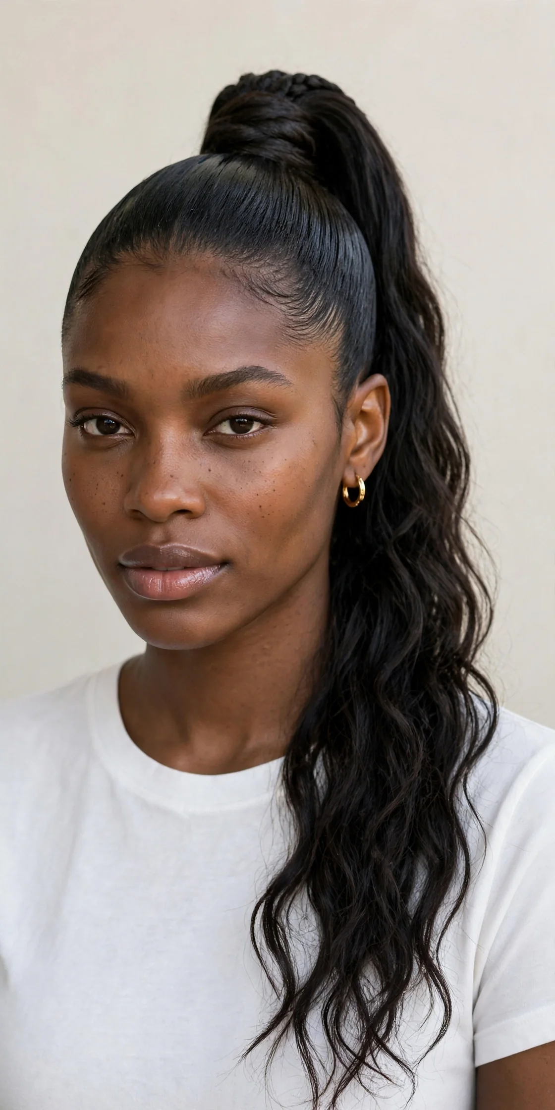 Braided High Ponytail with Flowing Wavy Ends, a Go-To Pretty Braided Hairstyle for Black Women