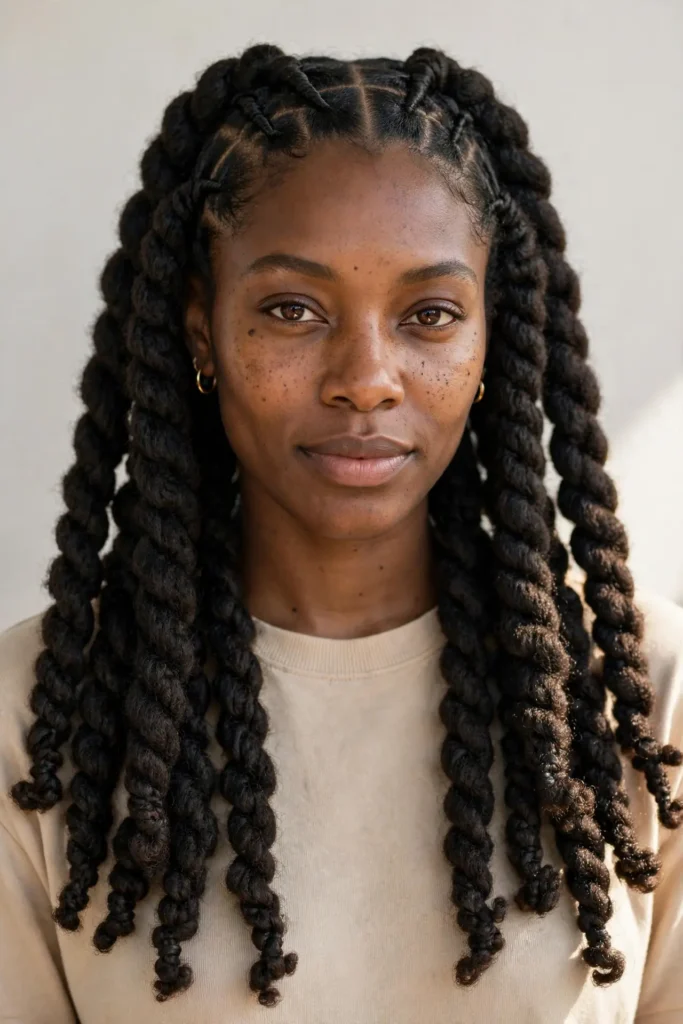 Chunky Two-Strand Twists That Protect Natural Hair
