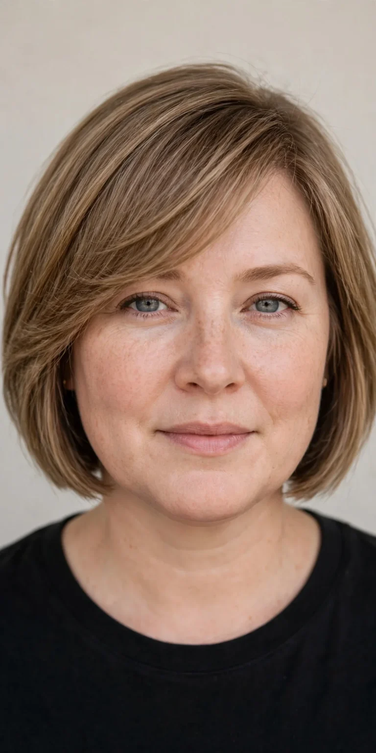 Chin-Length Layered Short Bob for Thin Fine Hair and Round Faces