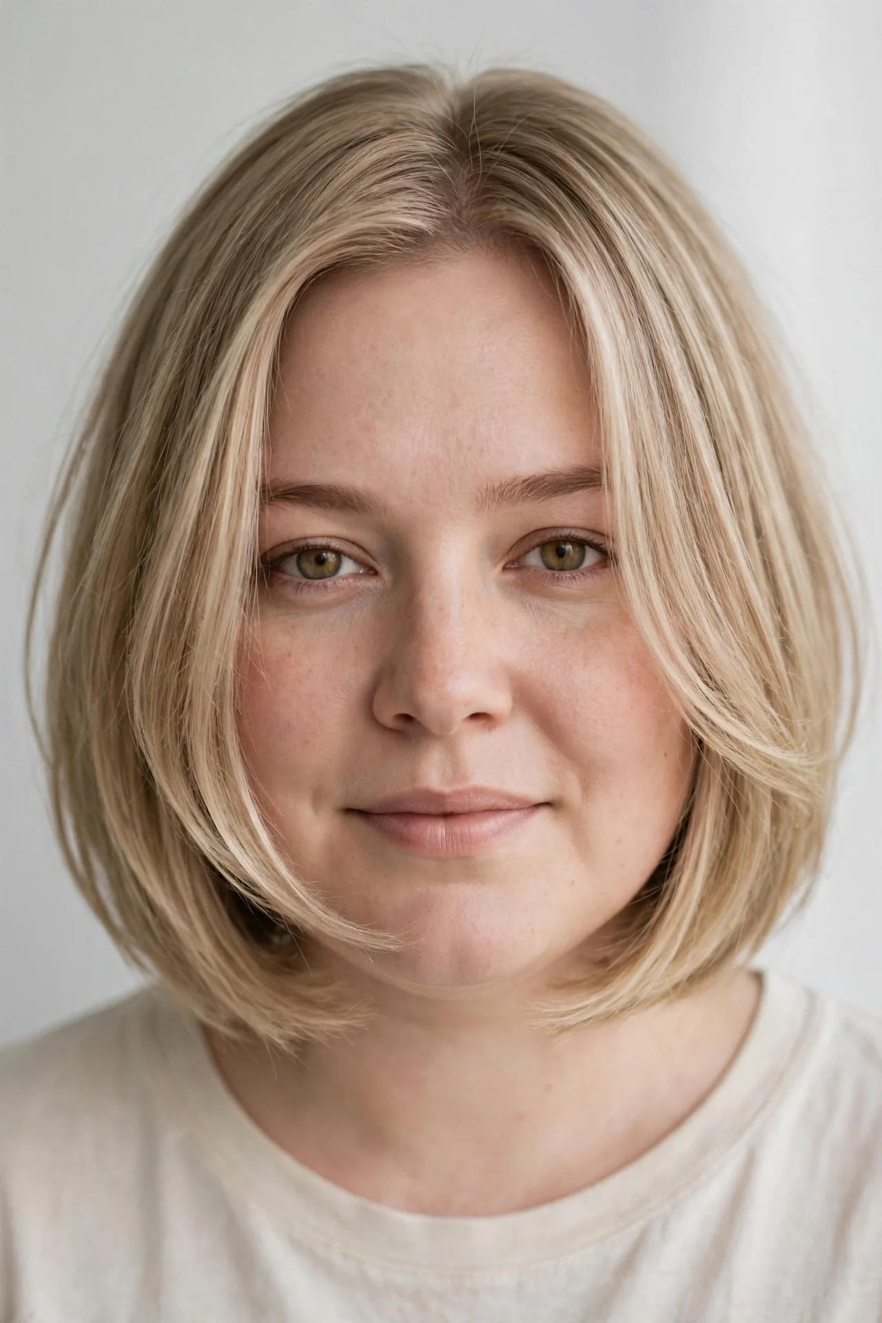 Face-Framing Layered Bob for Slimmer Cheeks