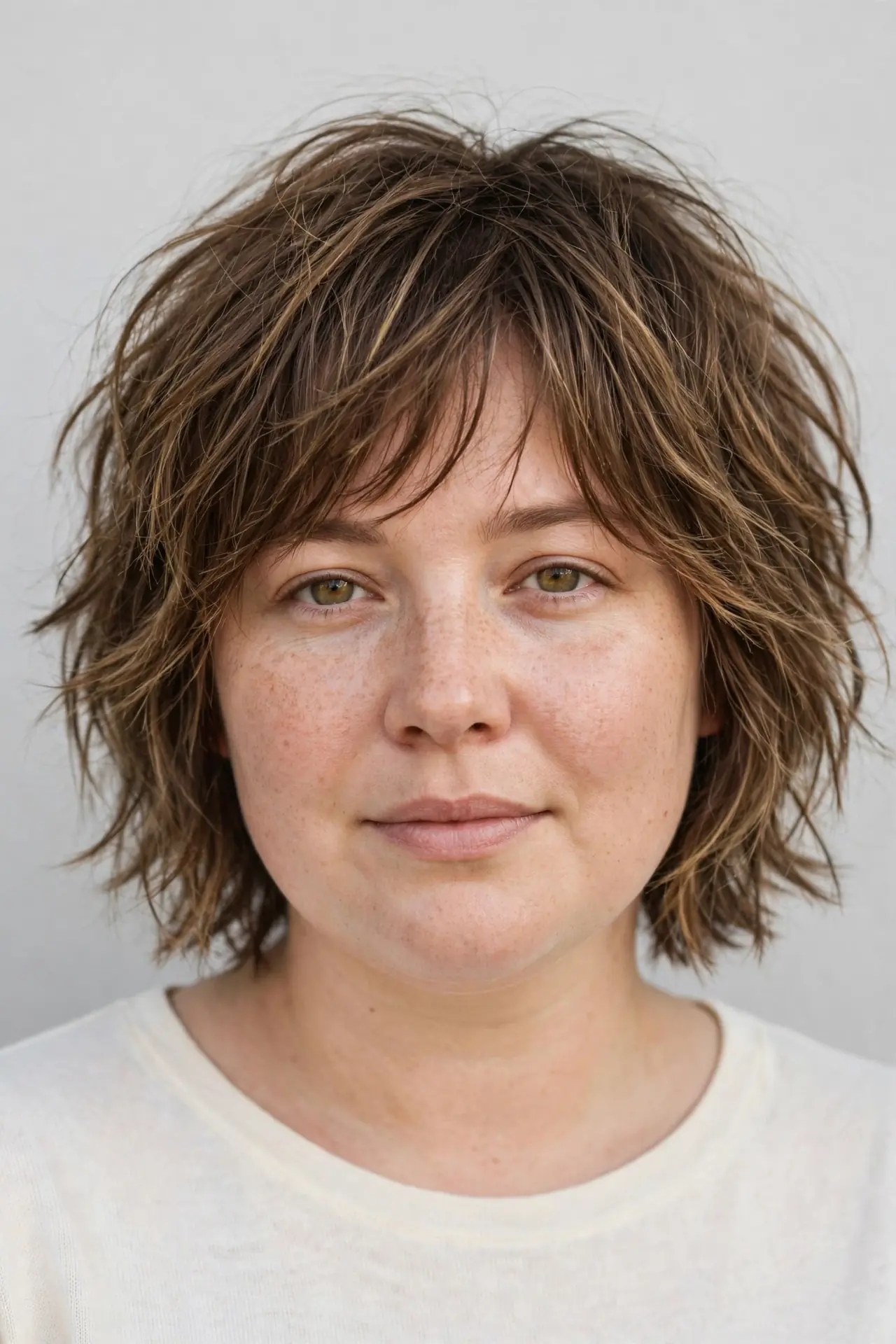 Tousled Shaggy Bob with Feathered Ends