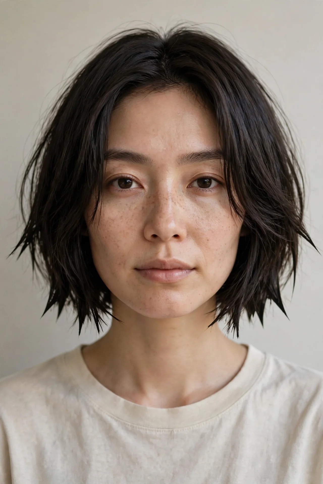 A Short Choppy Bob with Broken Ends