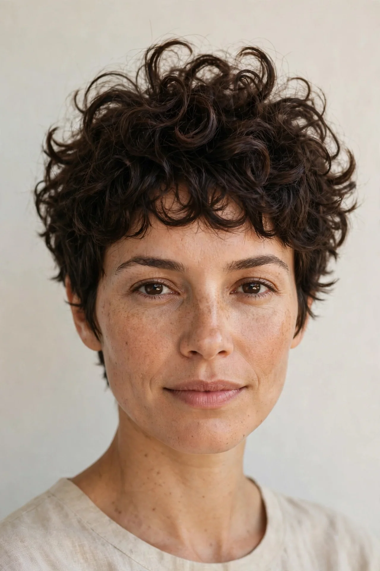 A Choppy Curly Pixie with Defined Curls