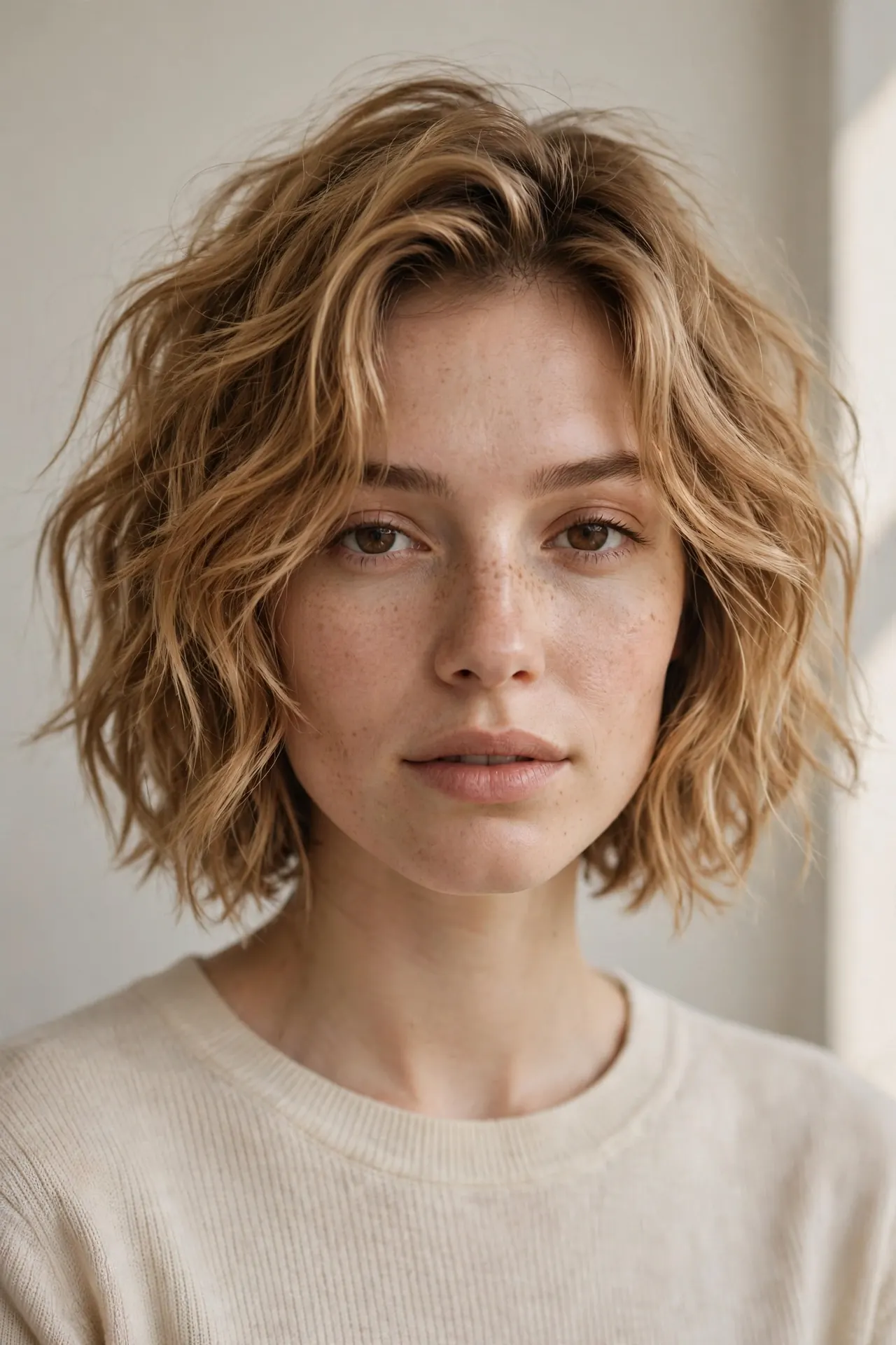 A Tousled Choppy Cut with Face-Framing Layers