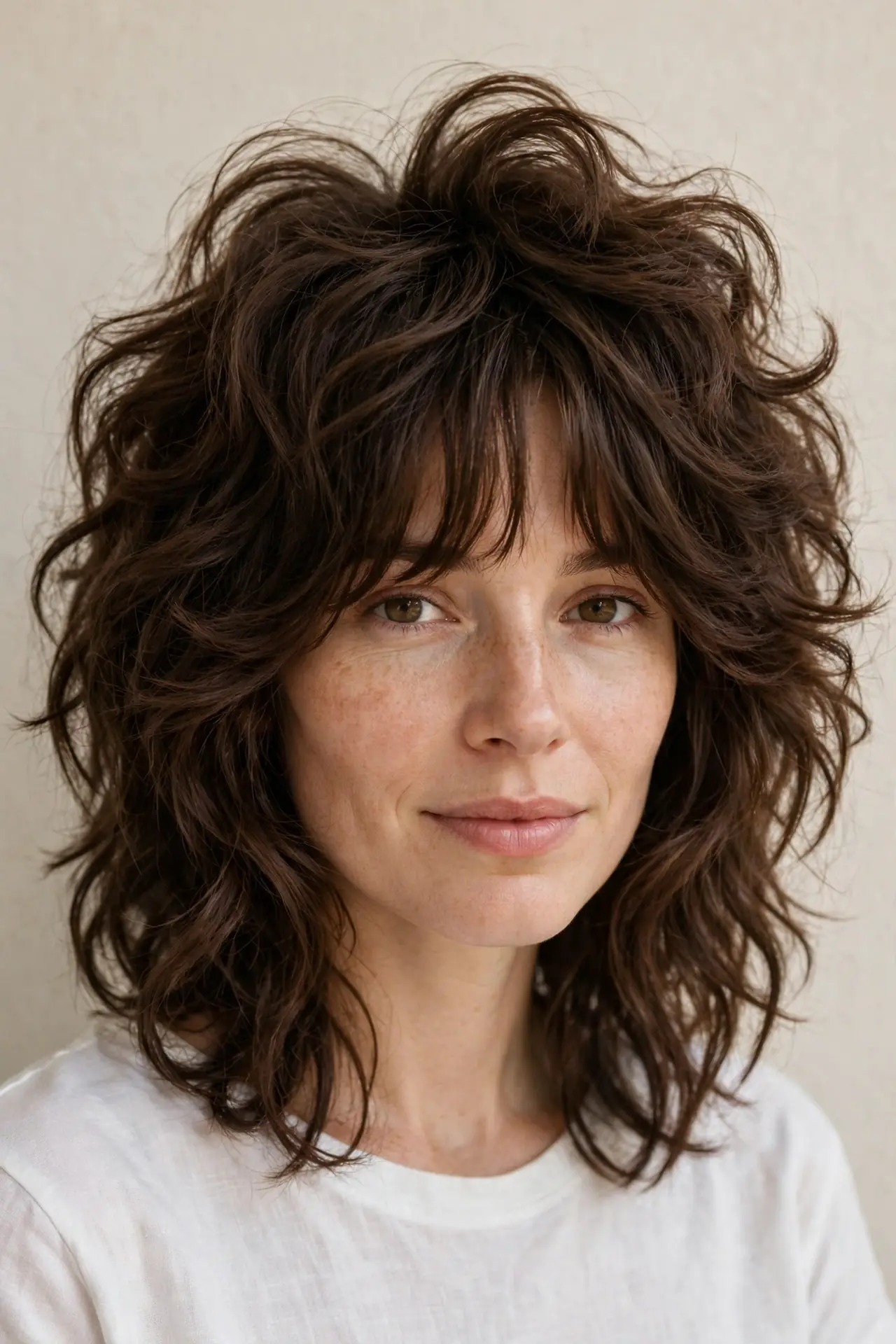 A Short Choppy Shag with Curtain Bangs