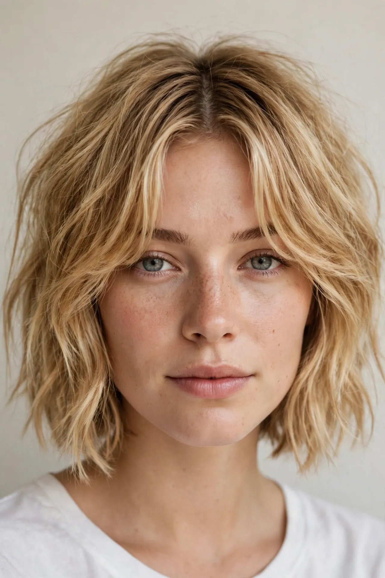 Messy Bob with Soft Curtain Bangs