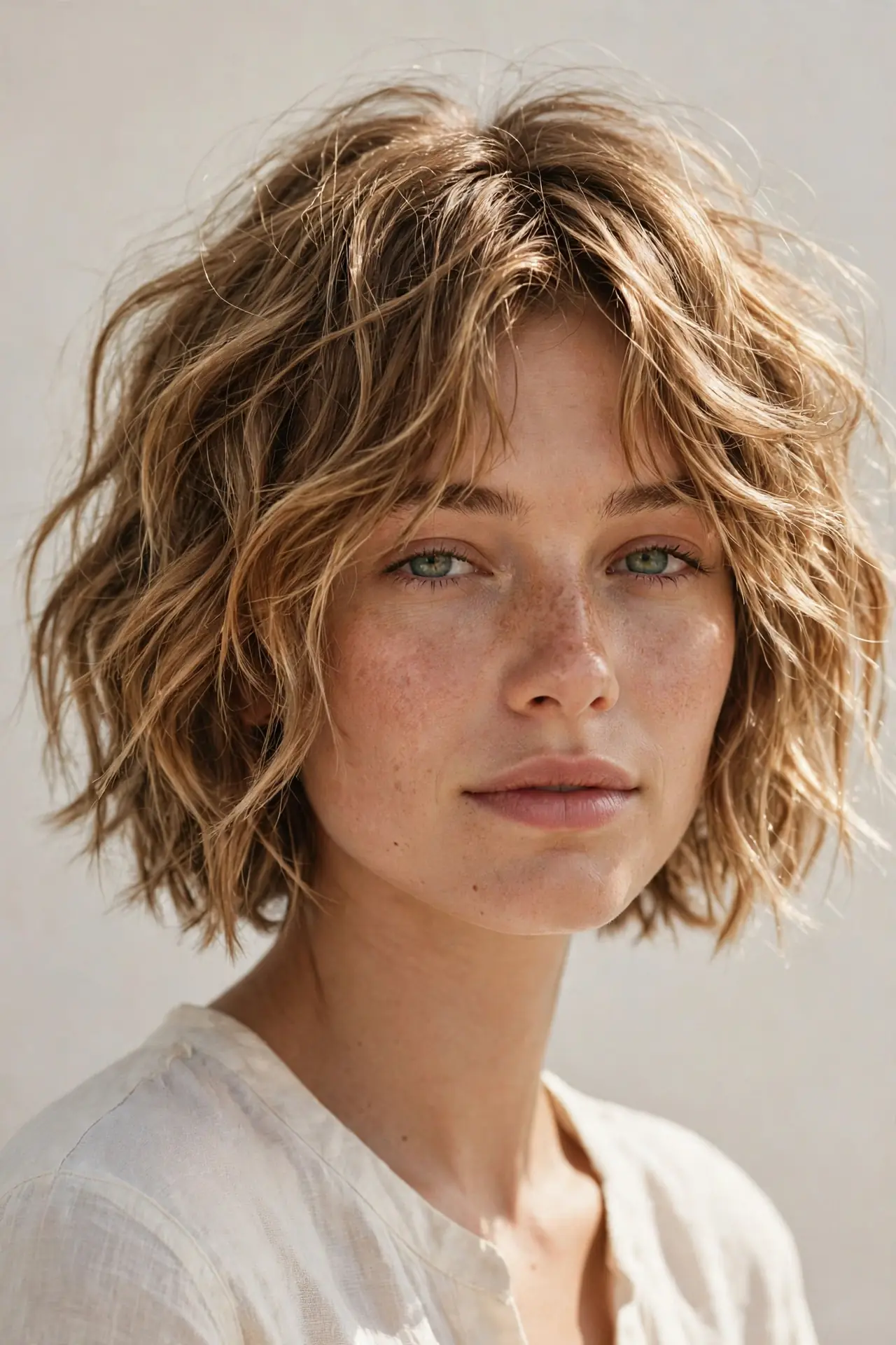 Beachy Short Messy Bob with Choppy Layers