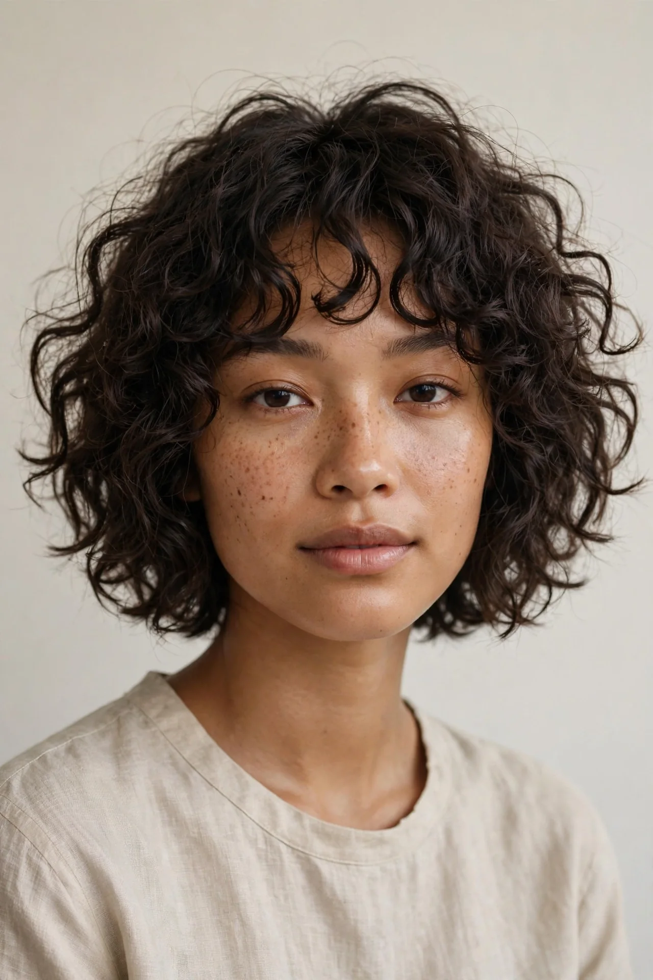 Curly Choppy Messy Bob