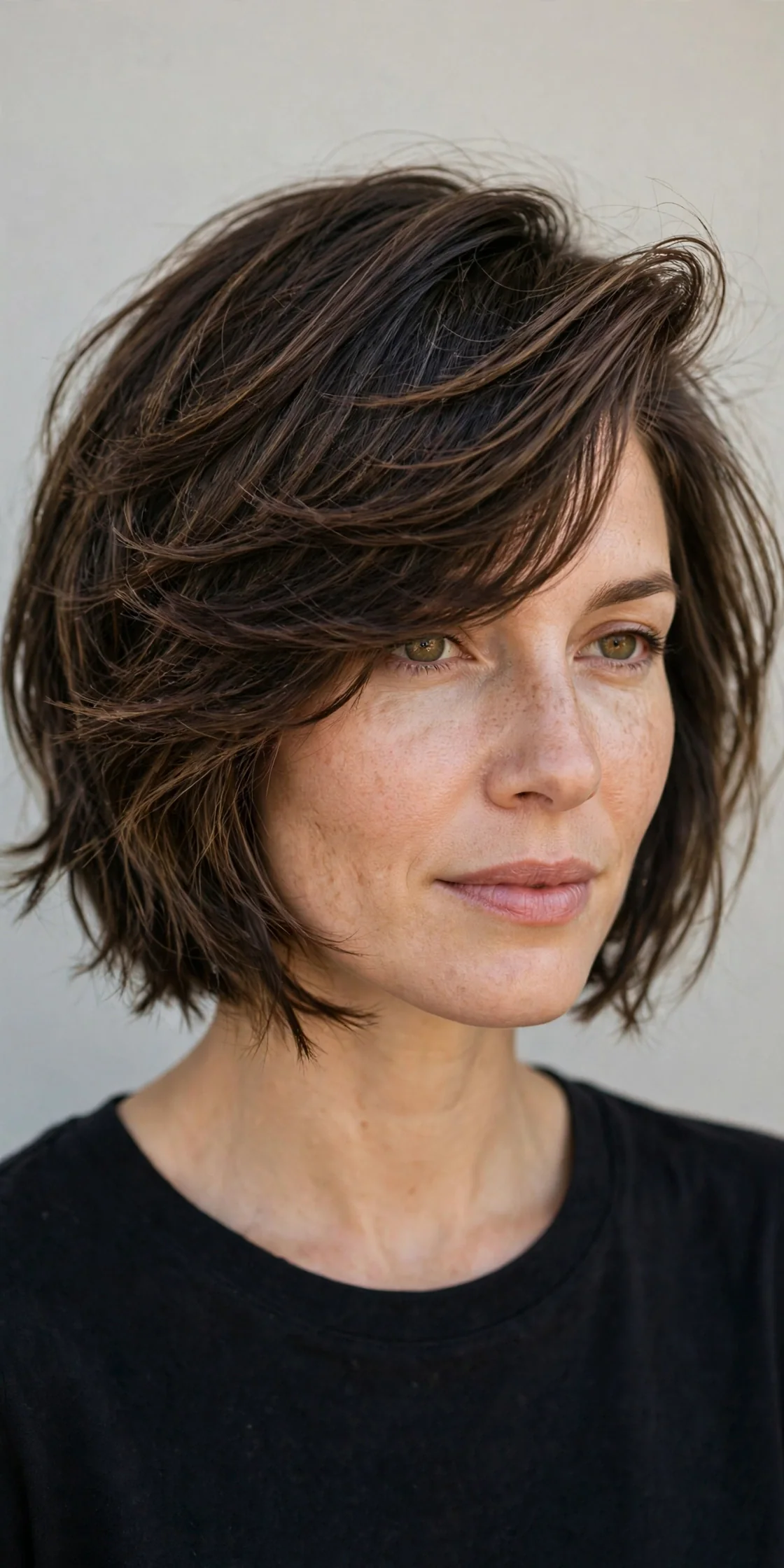 Side-Parted Layered Bob with Movement