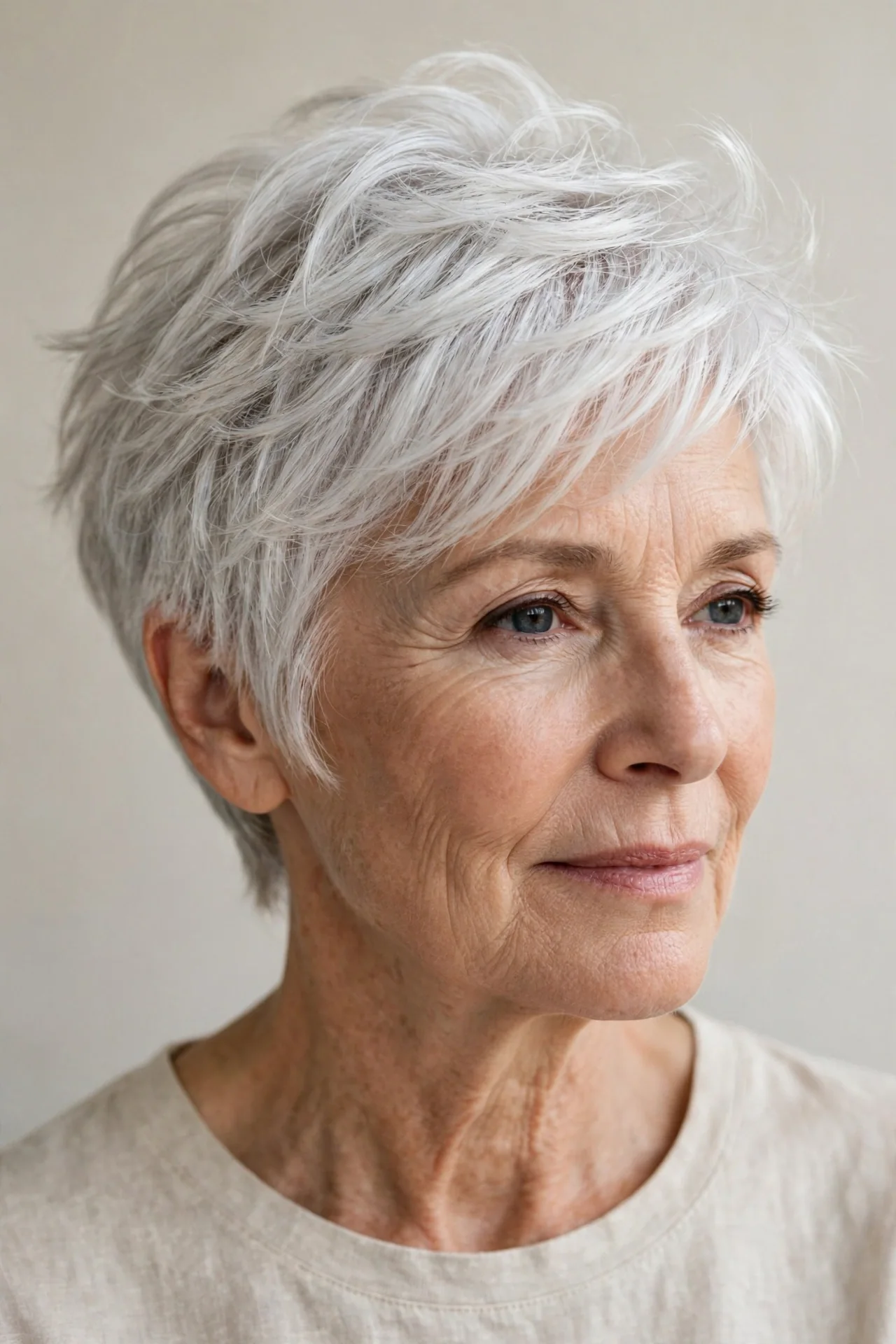 Silver Feathered Pixie with Tousled Texture
