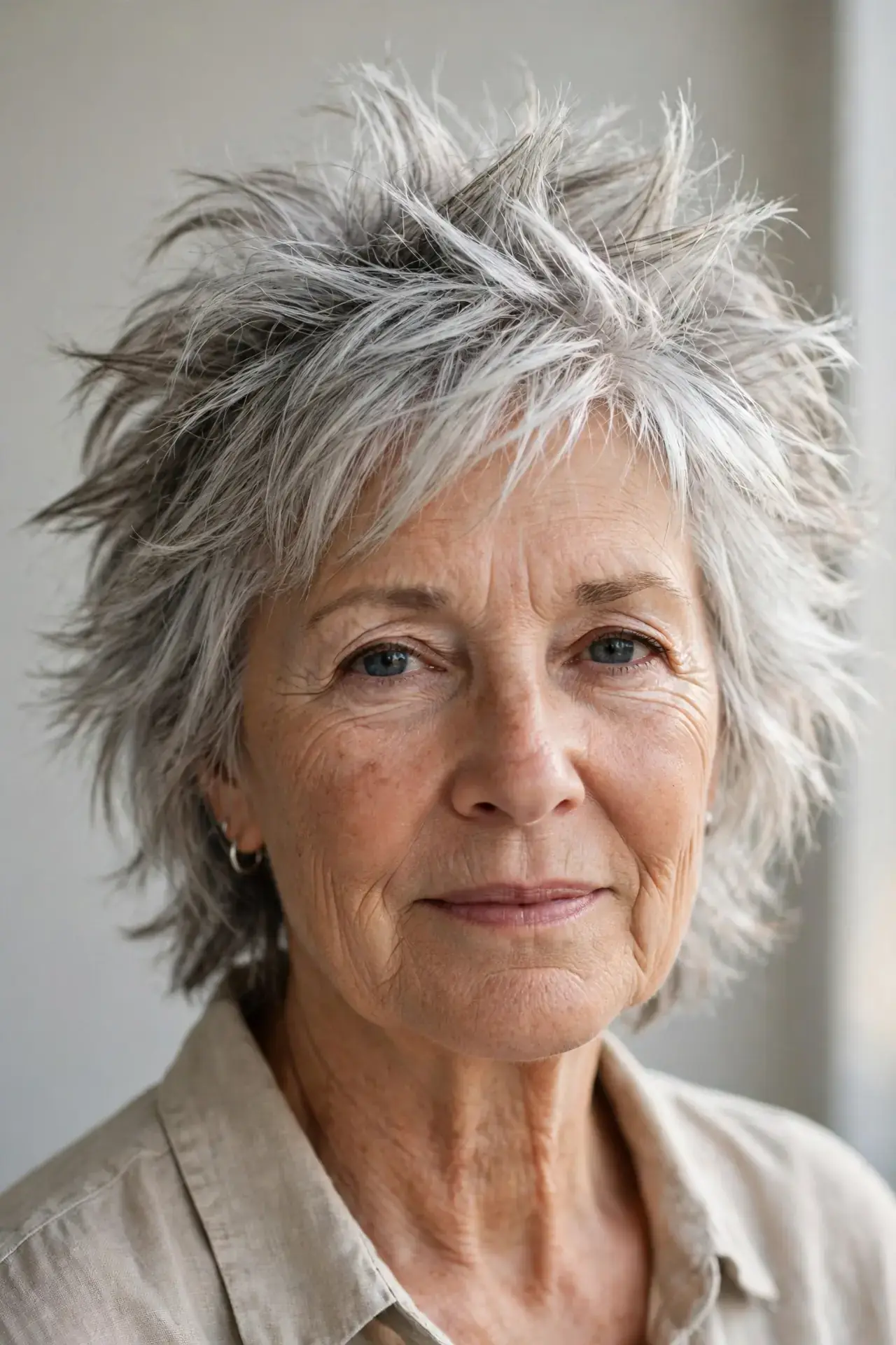 Tousled Silver Spiky Layers