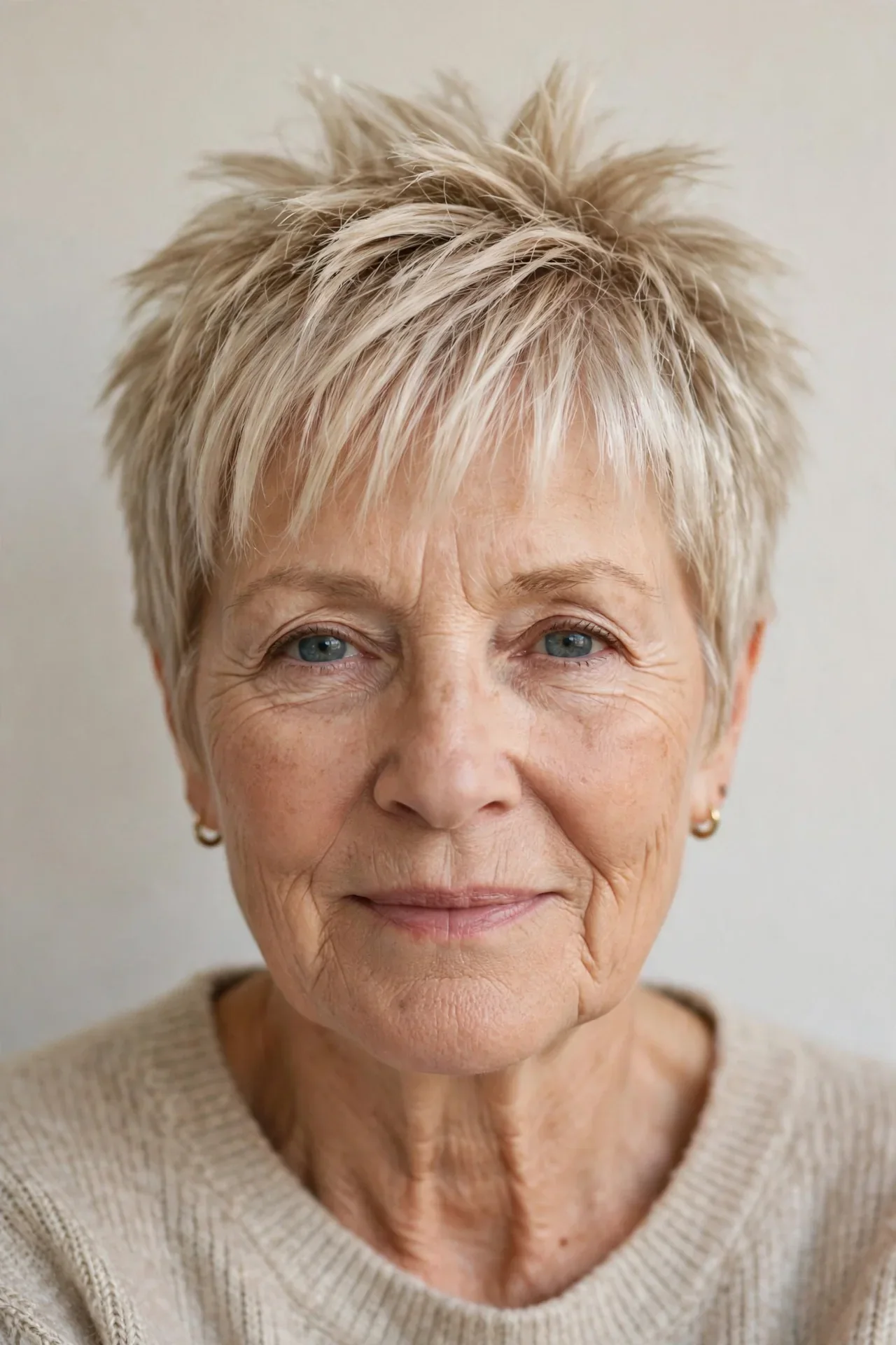 Soft Spiky Fringe Pixie for Older Women