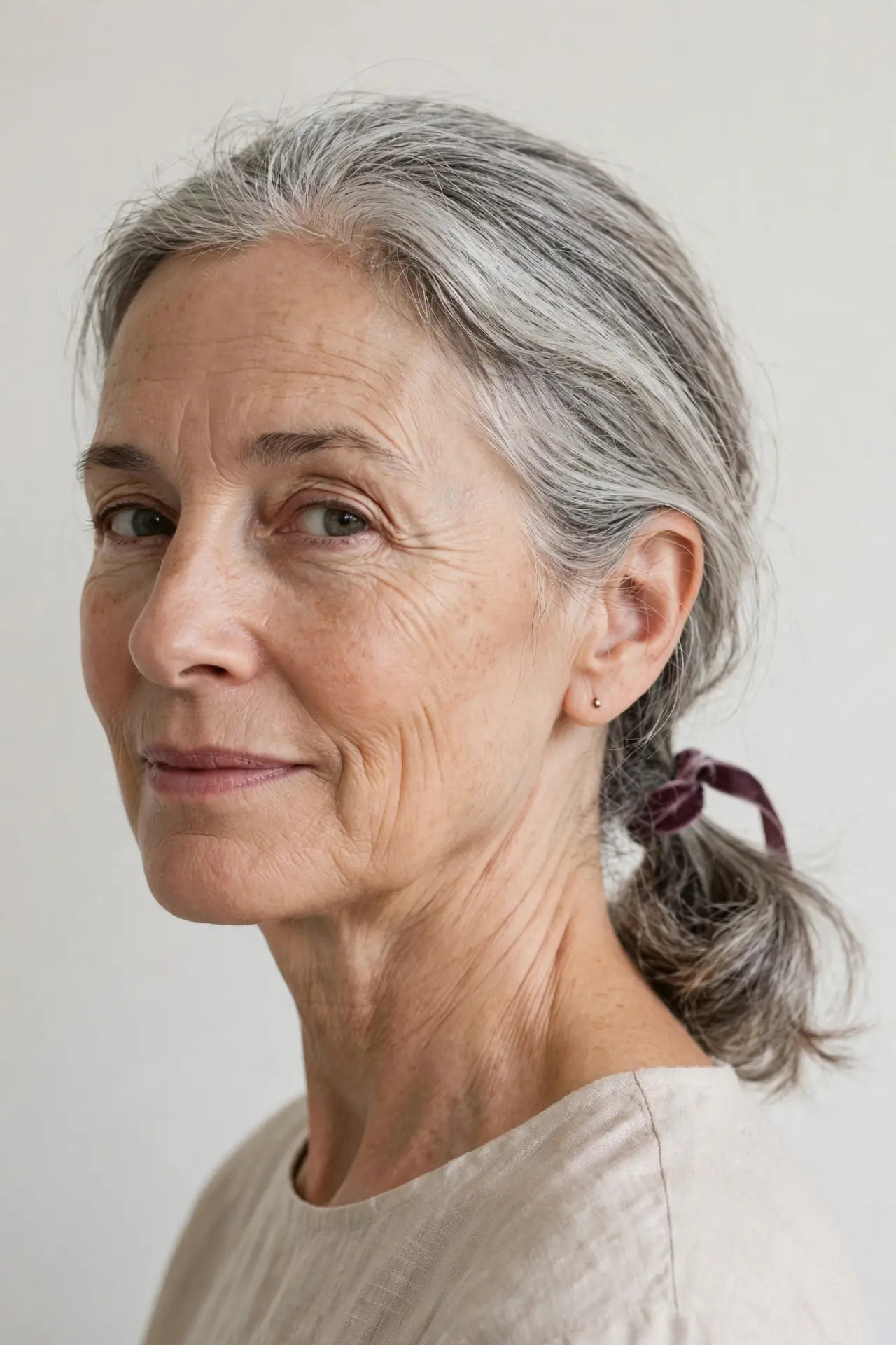 A Thanksgiving Hairstyle for Women Over 50: The Textured Low Ponytail