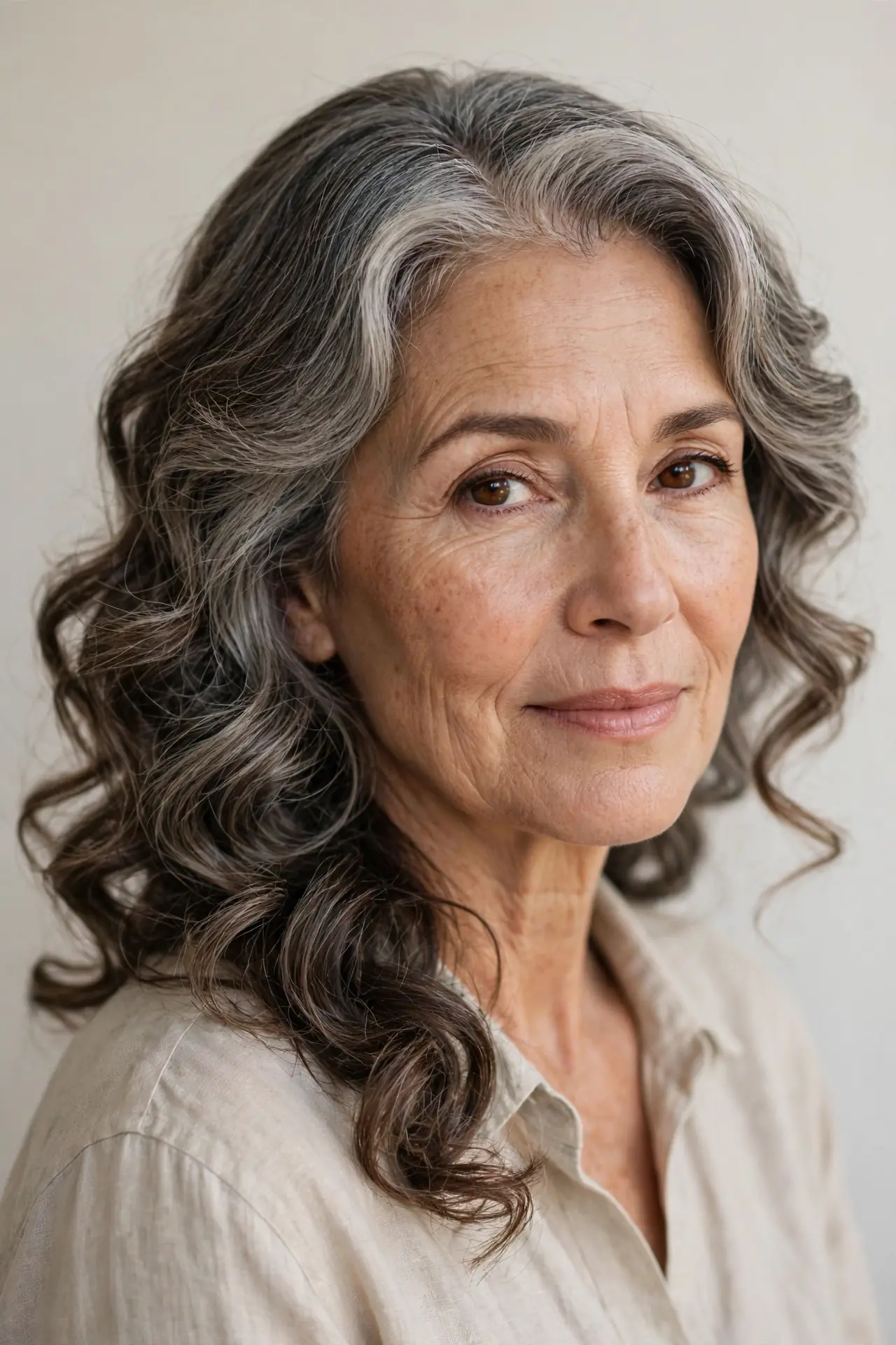 Romantic Loose Curls with a Deep Side Part