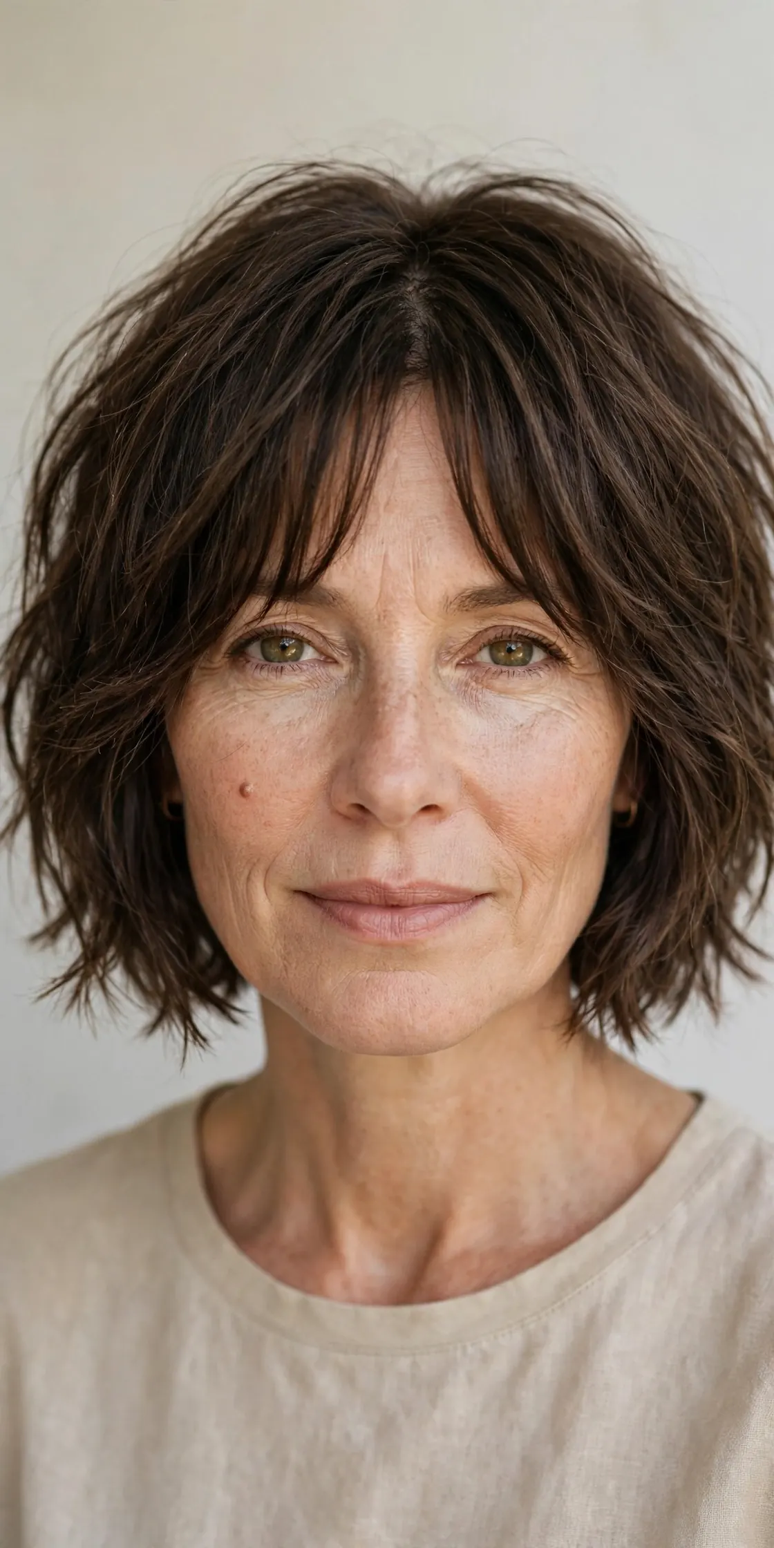 The Textured Choppy Bob with Curtain Bangs