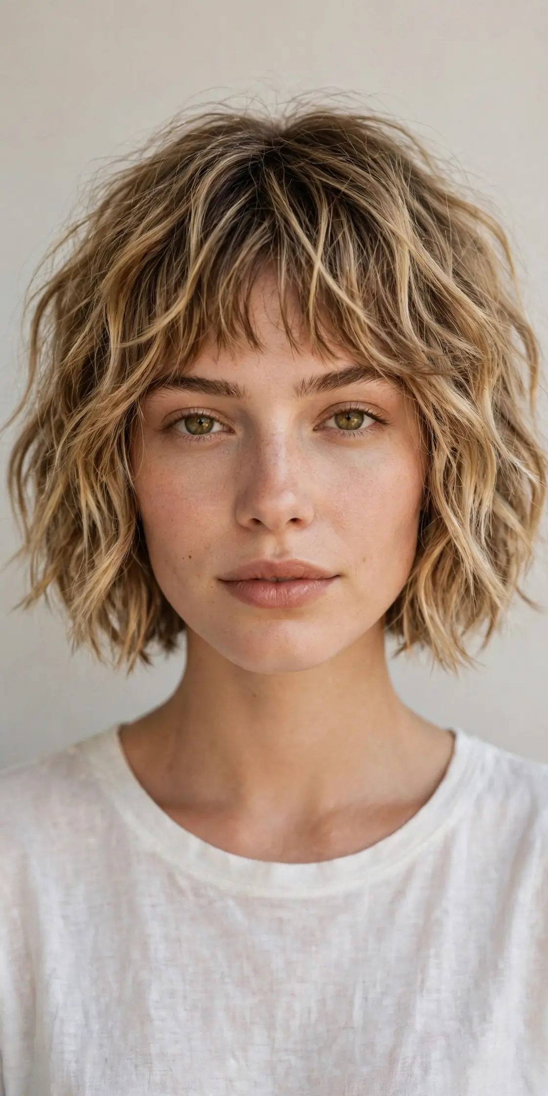 The Tousled Beach-Wave Choppy Bob with Choppy Fringe