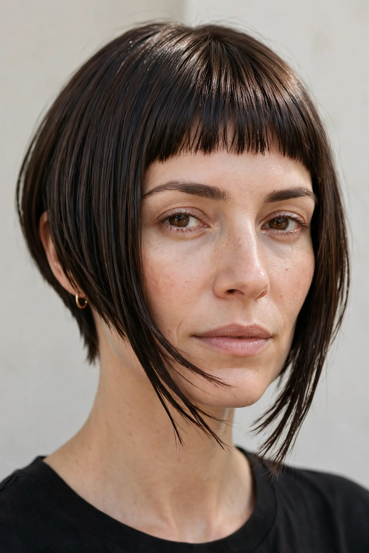 The Sleek Angled Choppy Bob with Micro Bangs