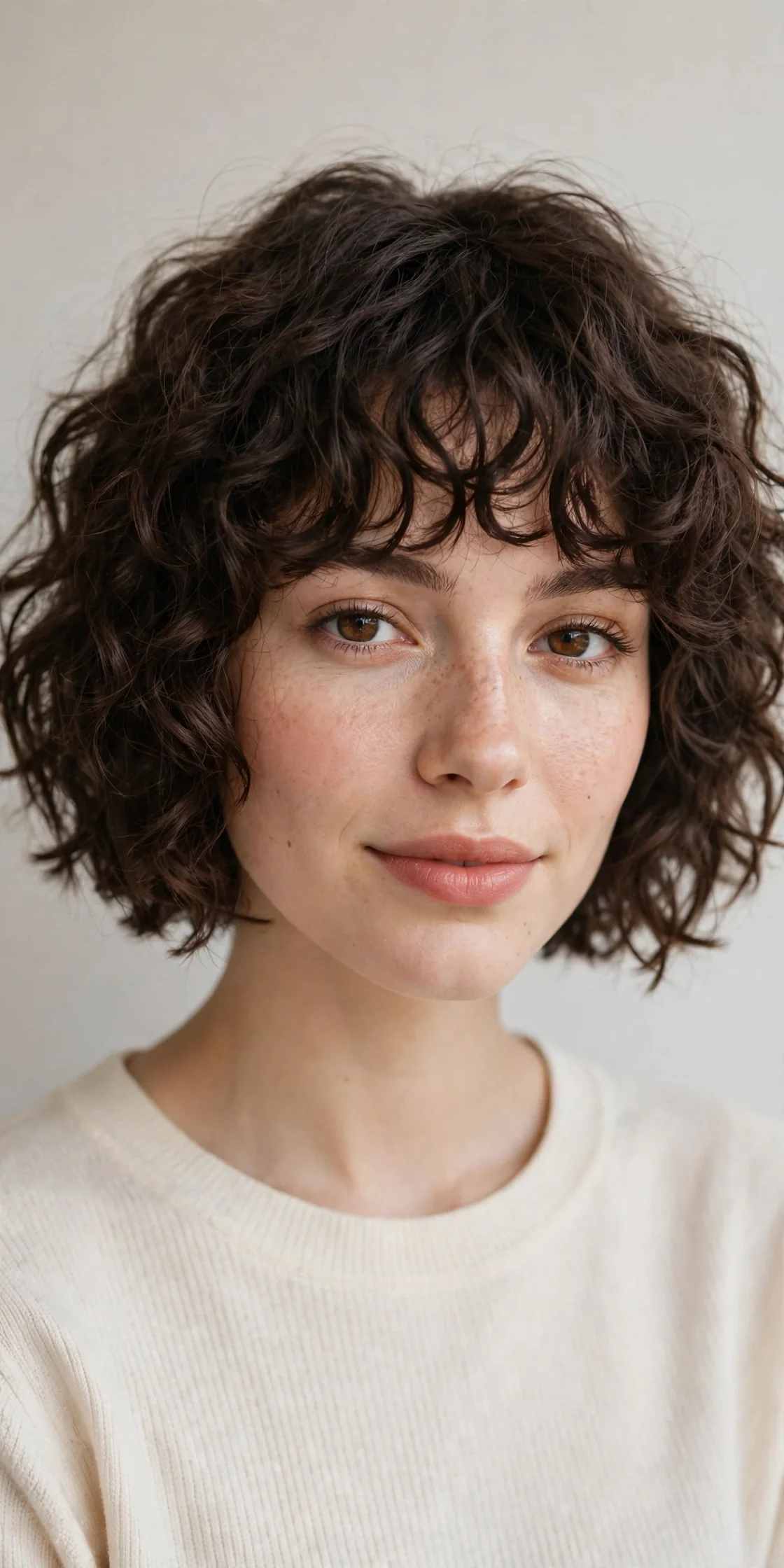 The Curly Choppy Bob with Curly Bangs