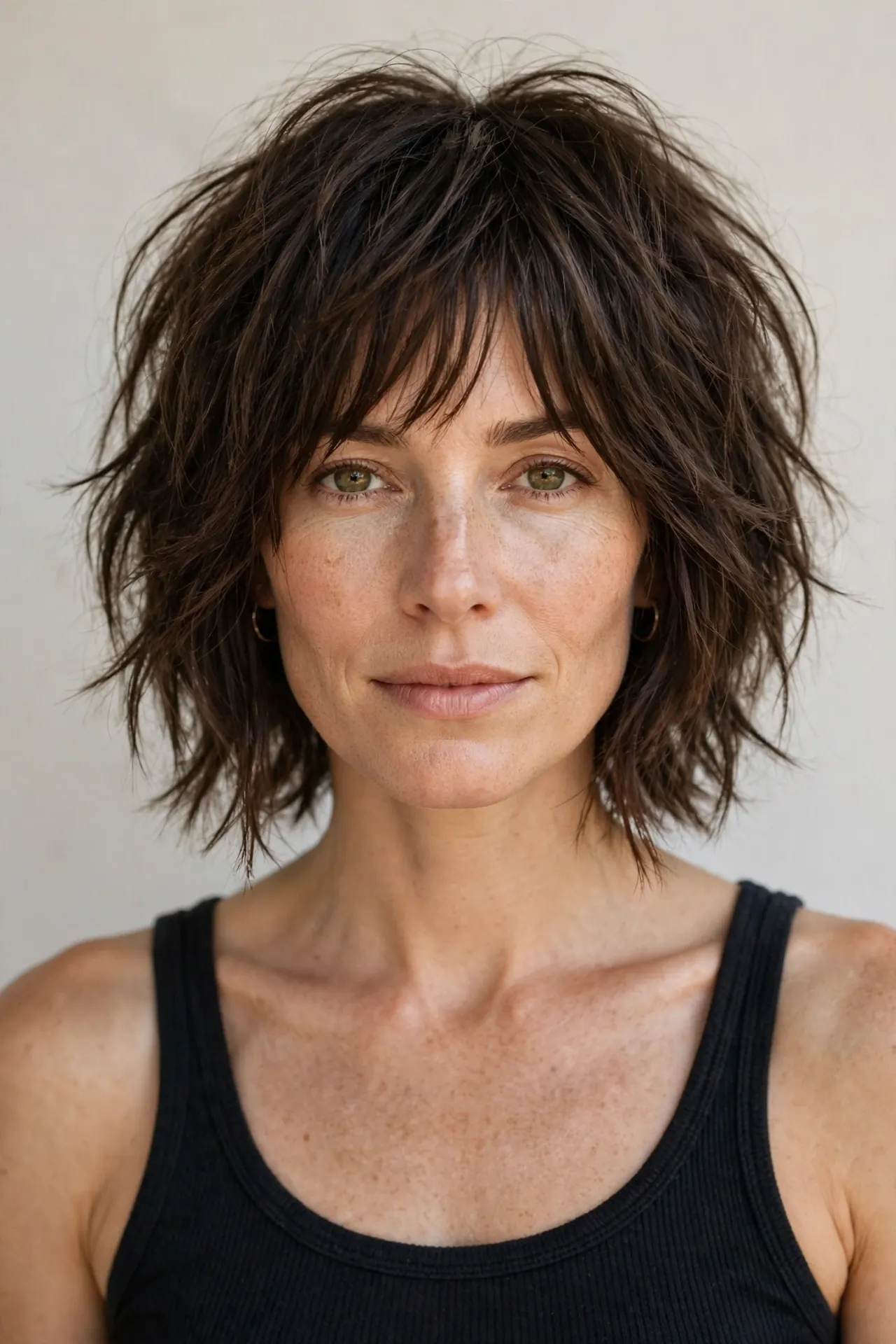 The Shaggy Choppy Bob with Feathered Bangs