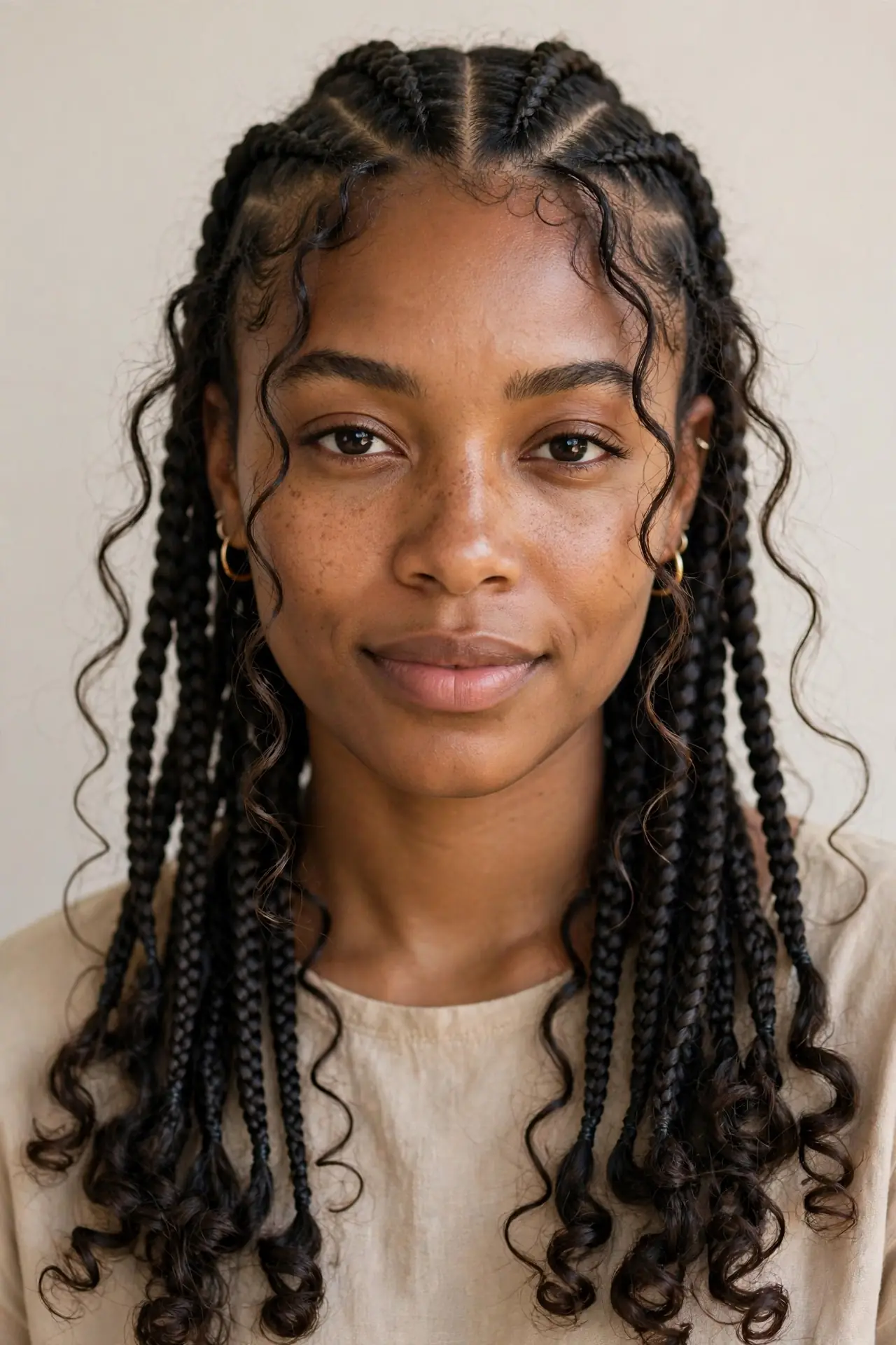 Boho Knotless Braids with Curly Ends