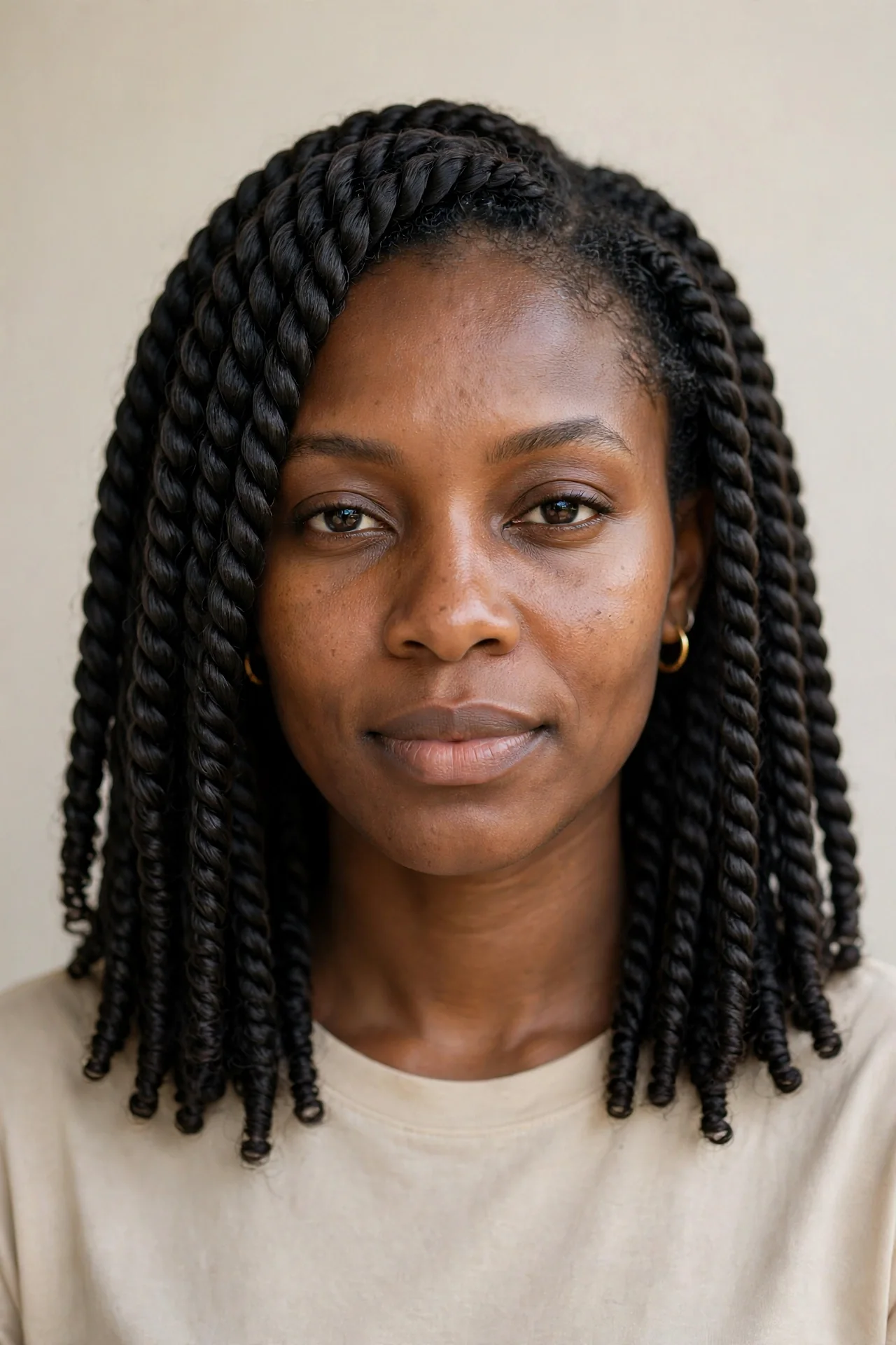 Shoulder-Length Senegalese Twists, a Classic Among Trendy Braided Hairstyles for Black Women