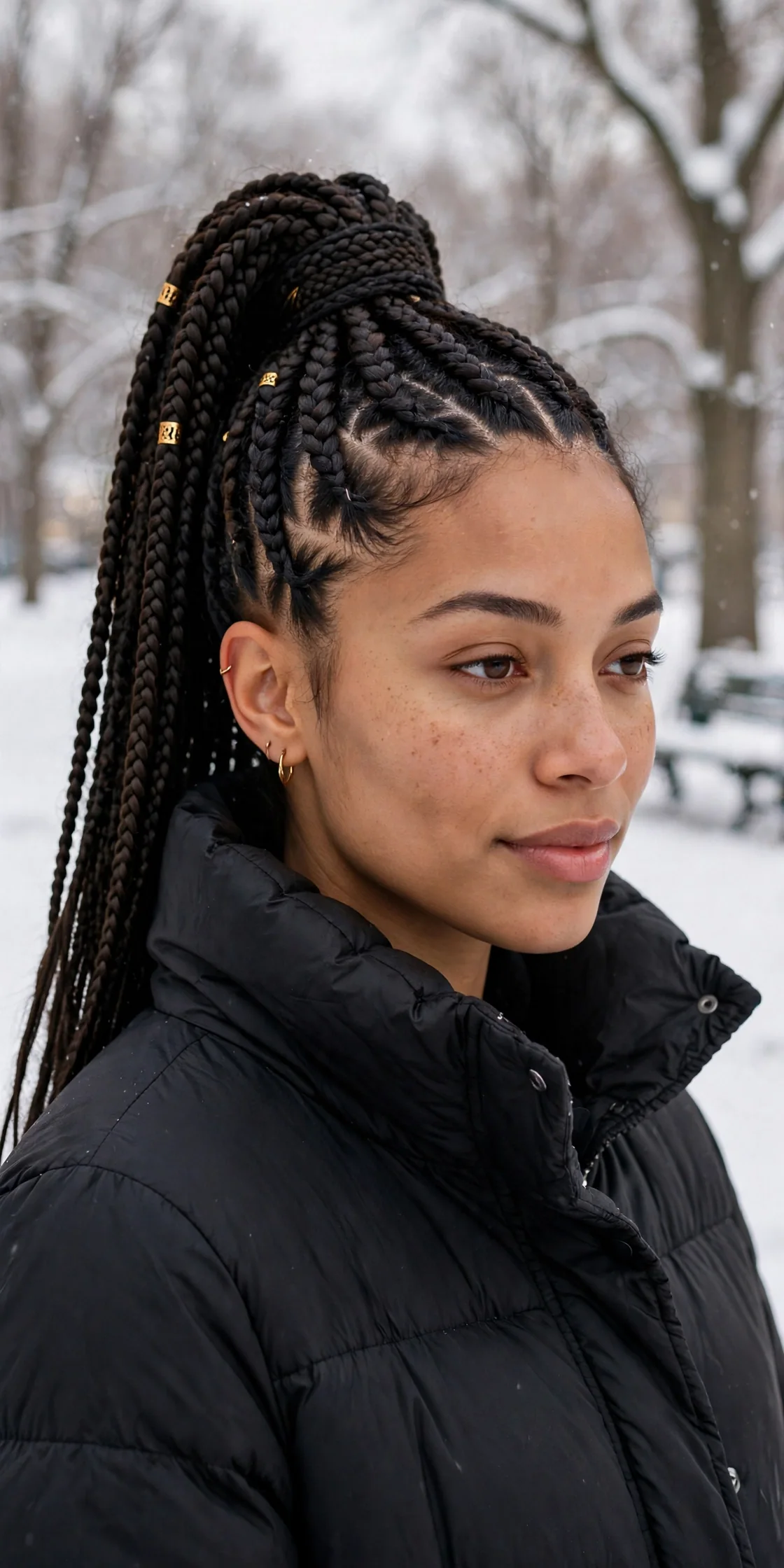 Box Braids with a Winter Night Routine