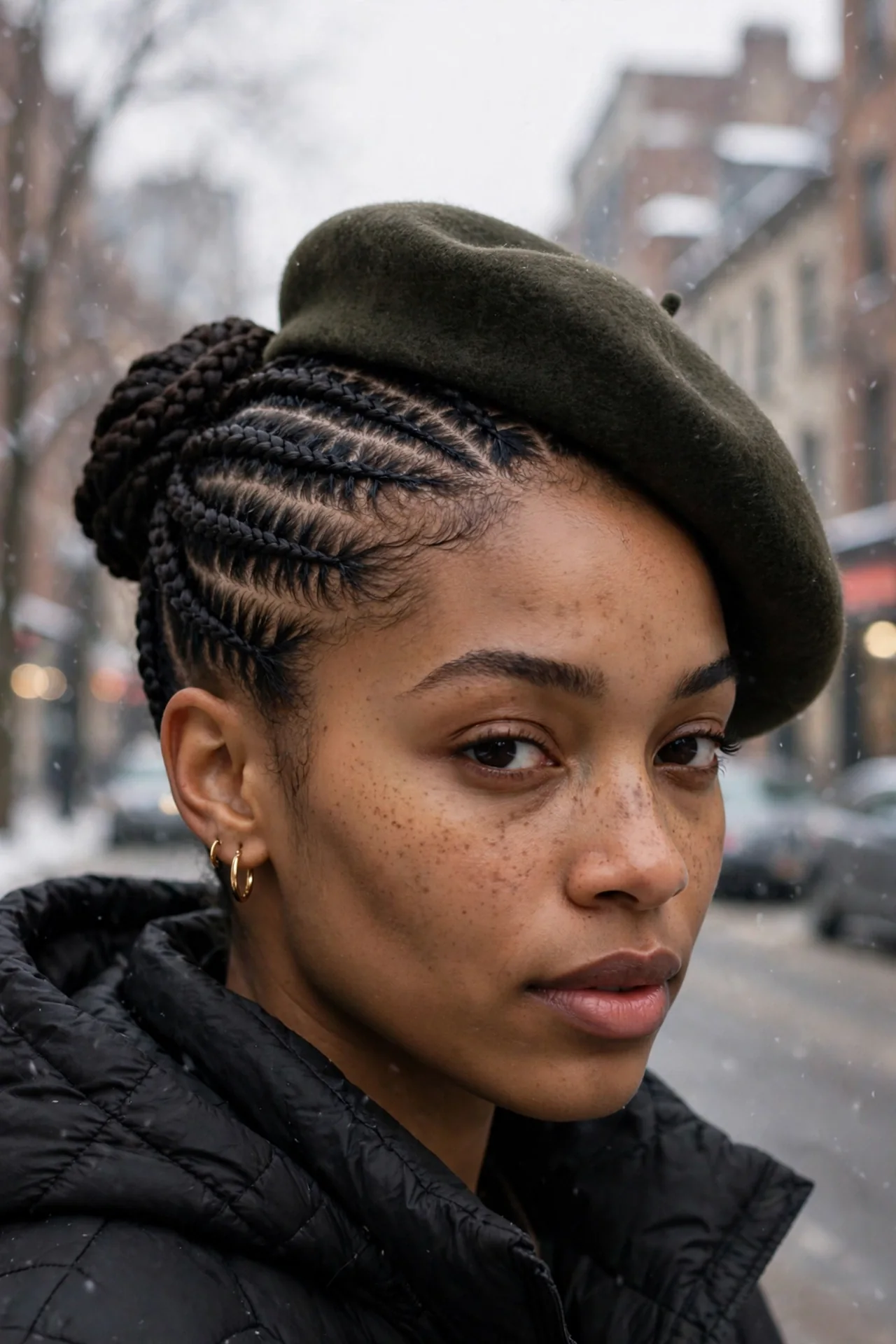 Hat-Friendly Cornrow Updos
