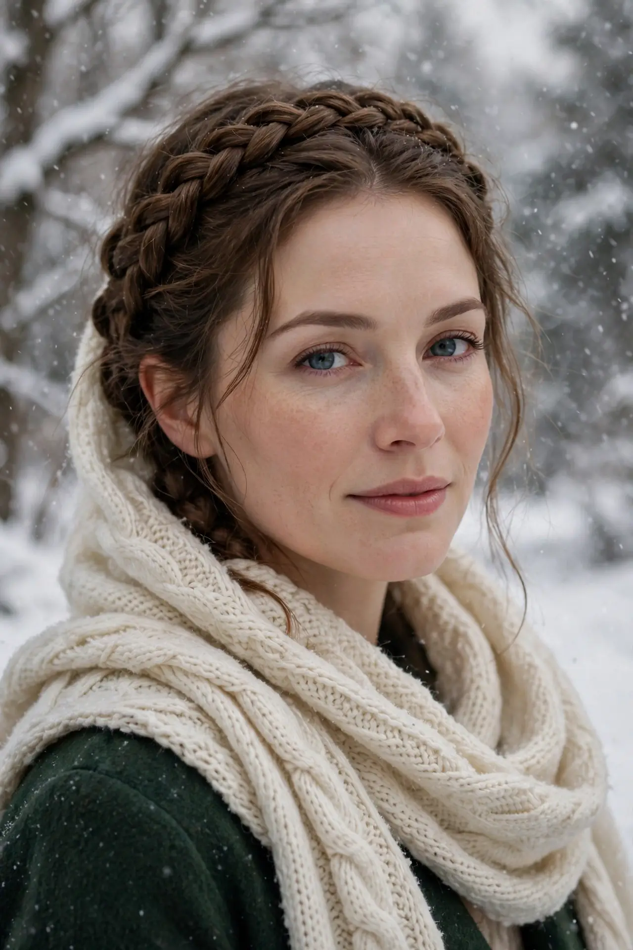 Halo Braids Under Winter Scarves